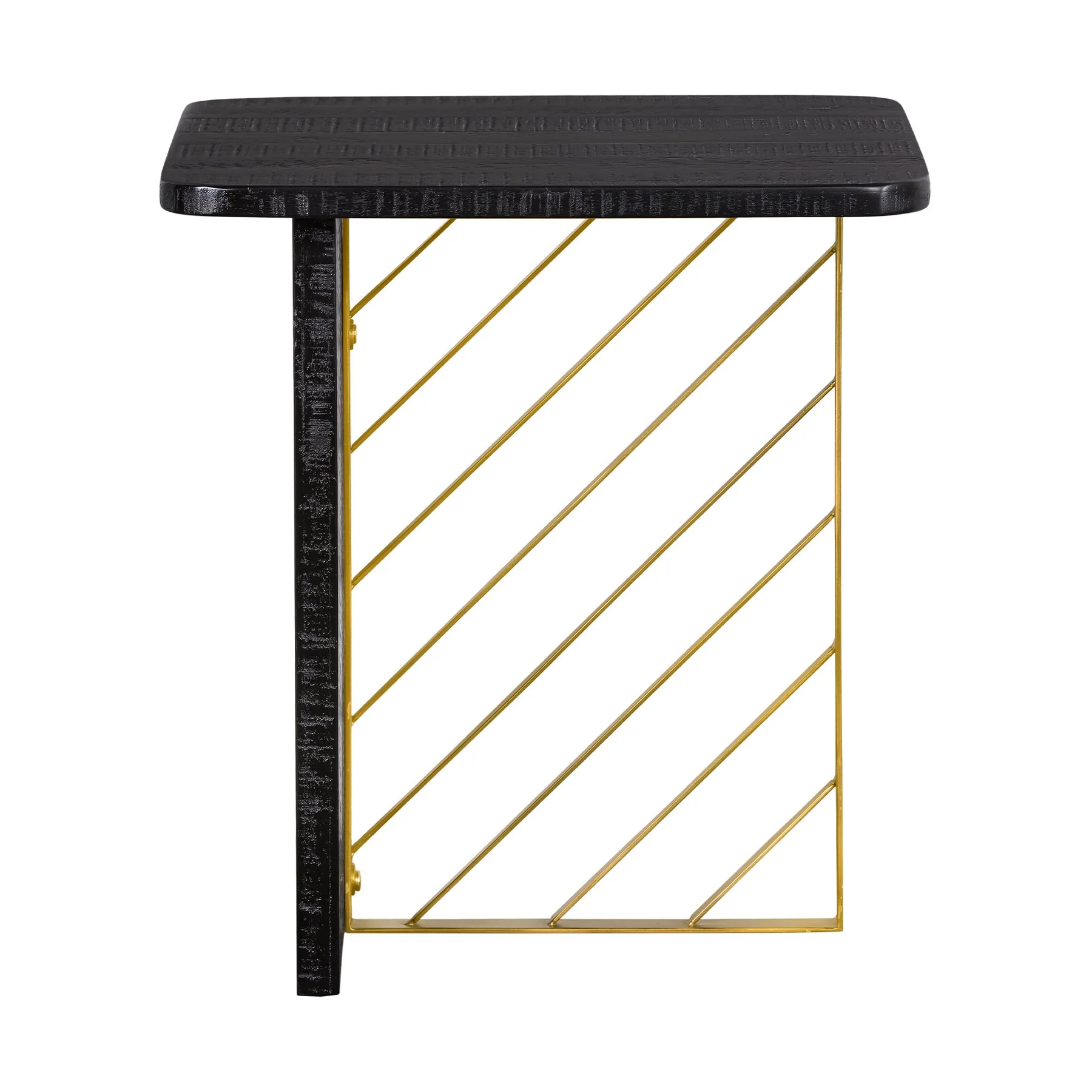 Monaco Black Wood Side Table with Antique Brass Accent - Image 2