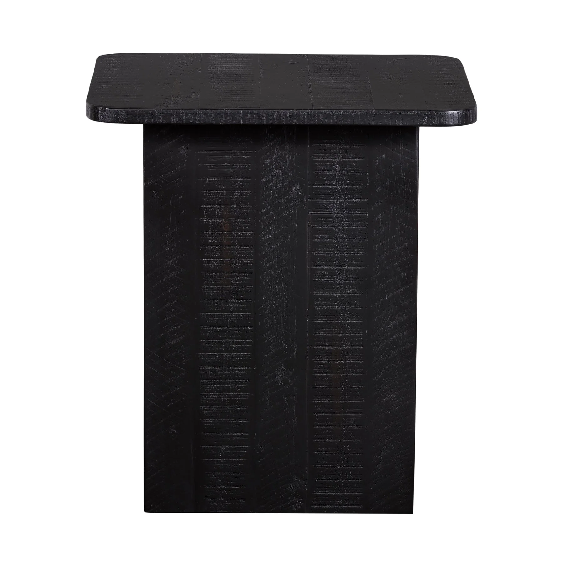 Monaco Black Wood Side Table with Antique Brass Accent - Image 3