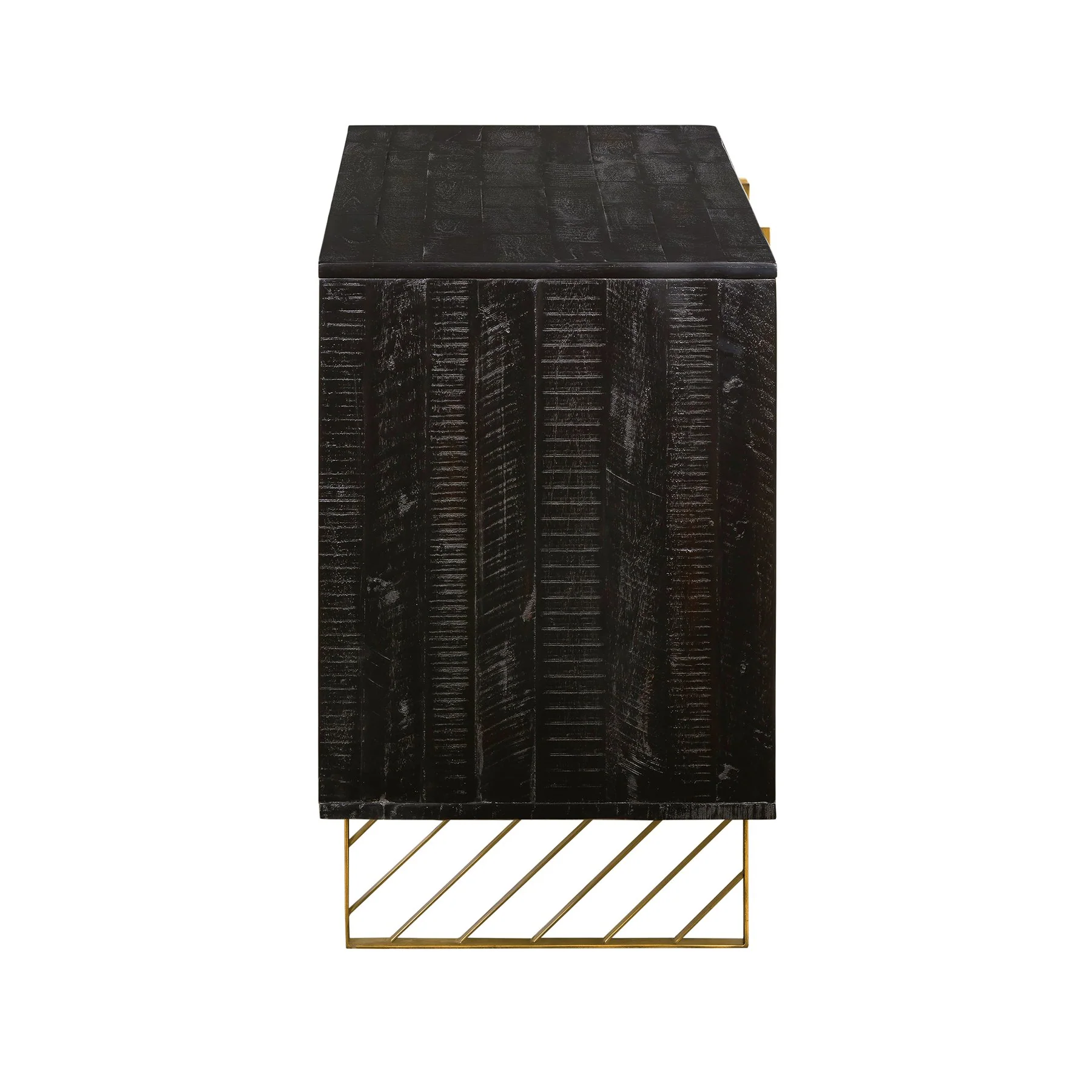 Monaco Rectangular Black Wood Sideboard with Antique Brass Accent - Image 4