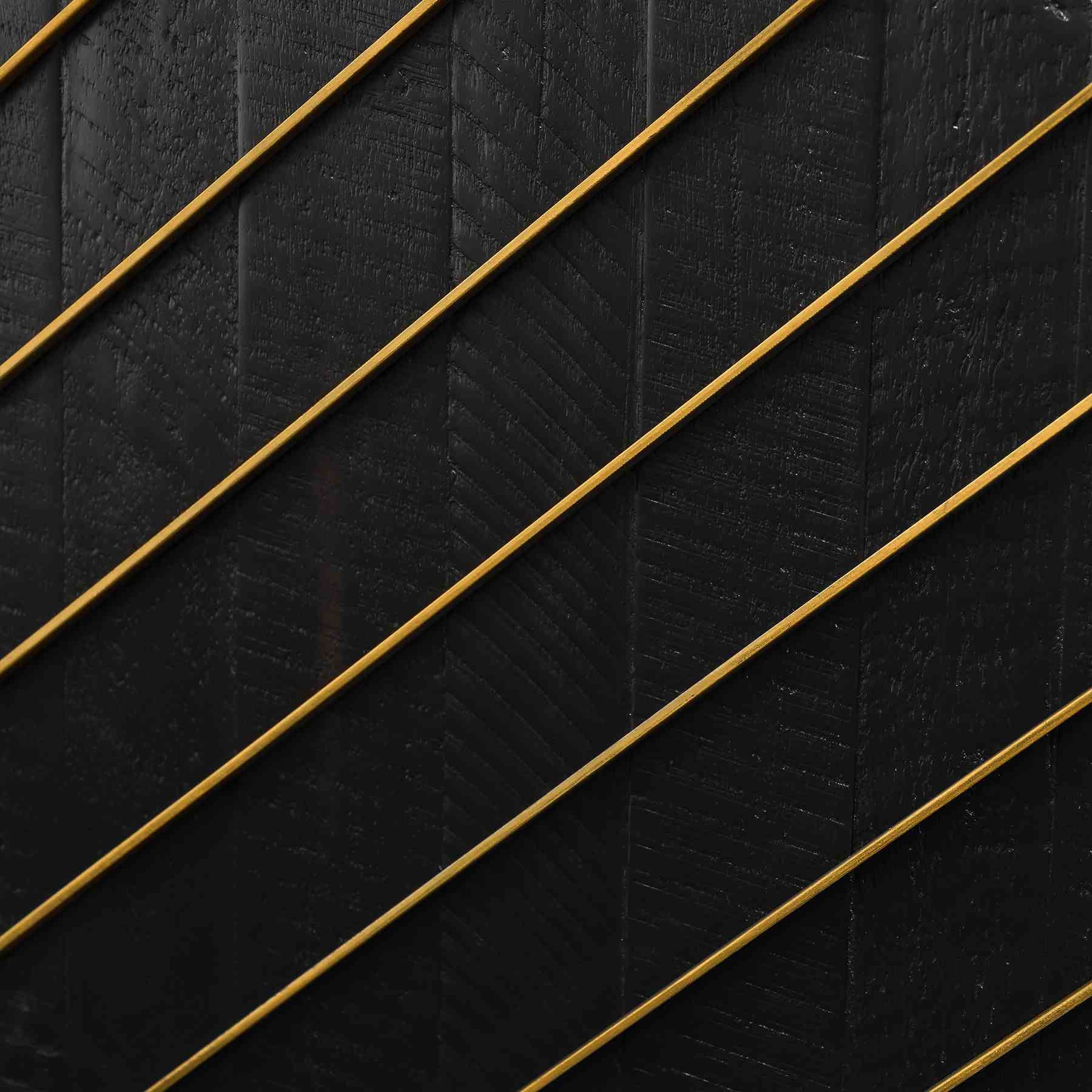 Monaco Rectangular Black Wood Sideboard with Antique Brass Accent - Image 5