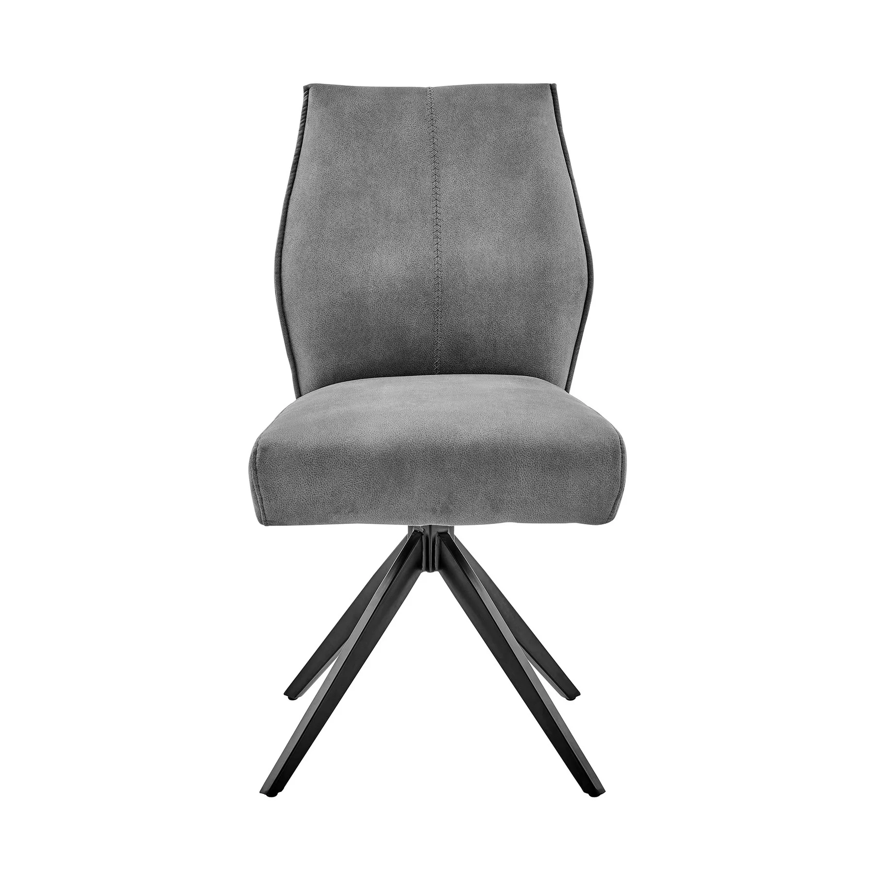 Monarch Swivel Dining Room Accent Chair in Charcoal Fabric and Black Finish - Set of 2 - Image 2