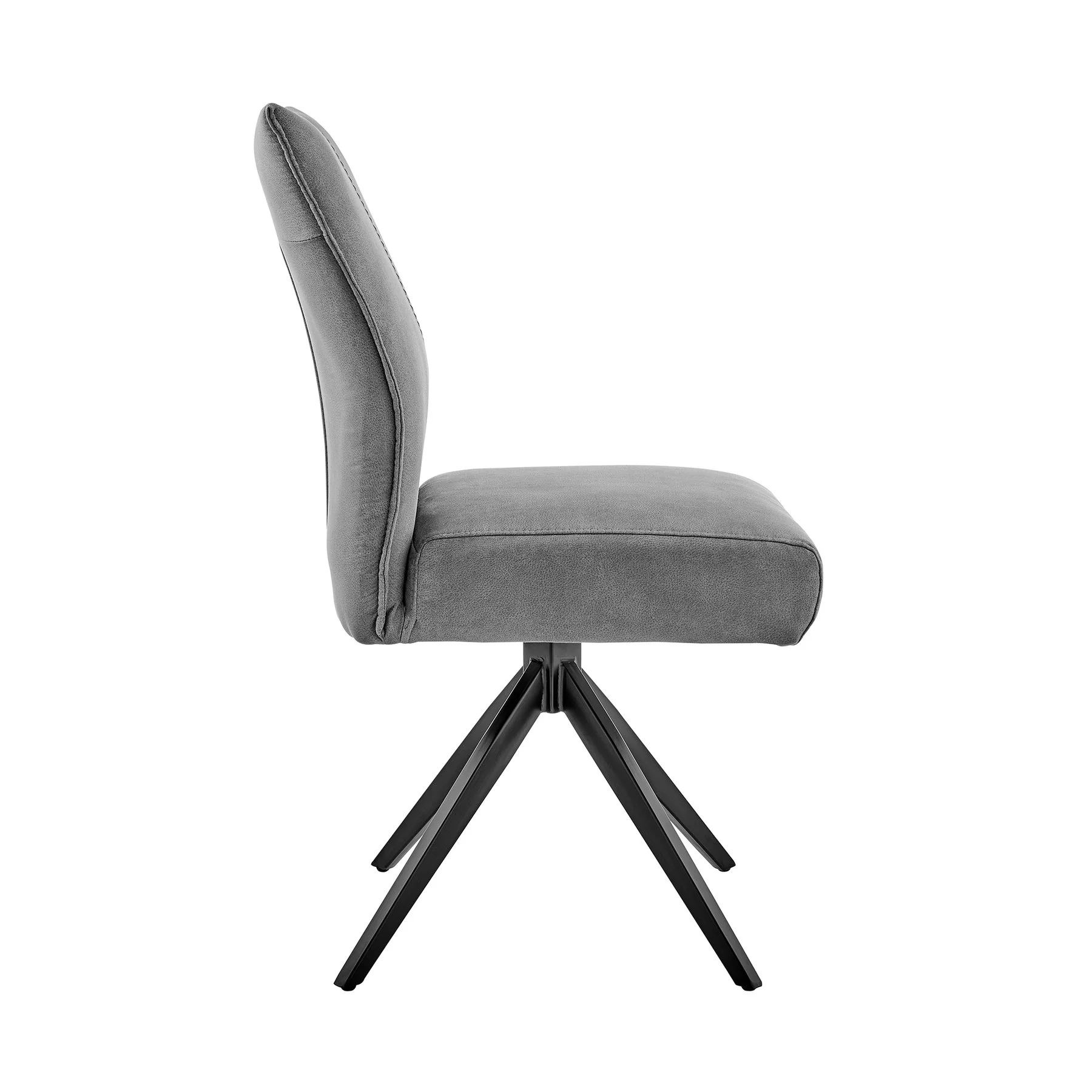 Monarch Swivel Dining Room Accent Chair in Charcoal Fabric and Black Finish - Set of 2 - Image 3
