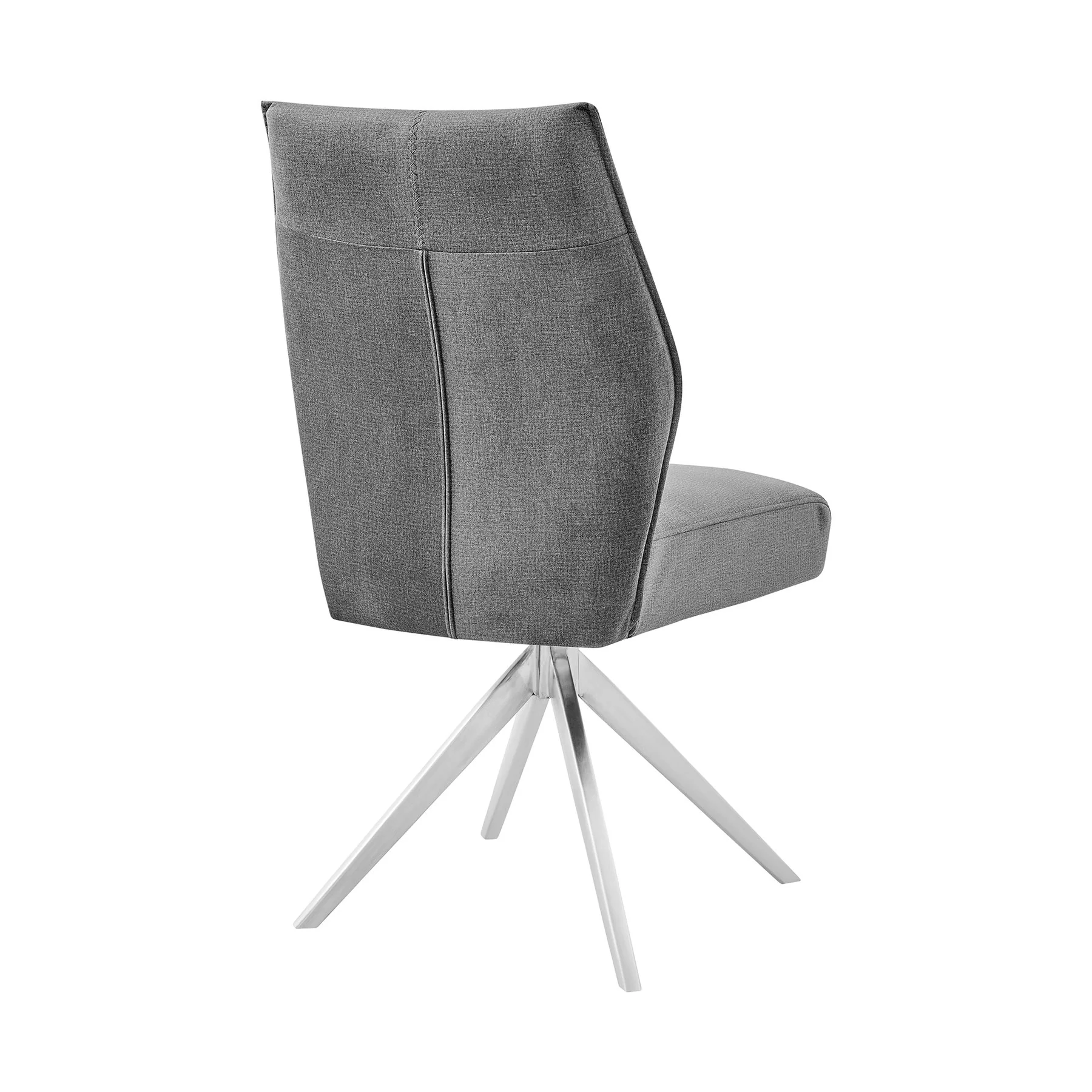 Monarch Swivel Dining Room Accent Chair in Gray Fabric and Brushed Stainless Steel Finish - Set of 2 - Image 4