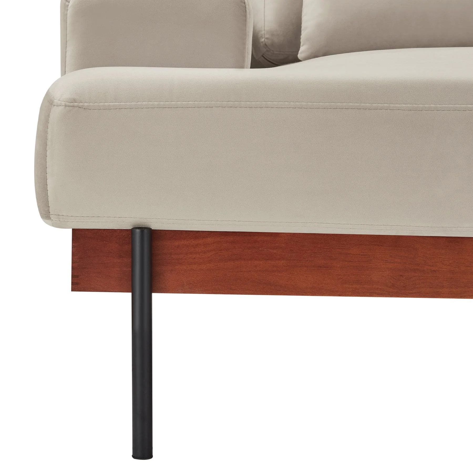 Monet 86" Mid-Century Modern Beige Velvet Sofa - Image 5