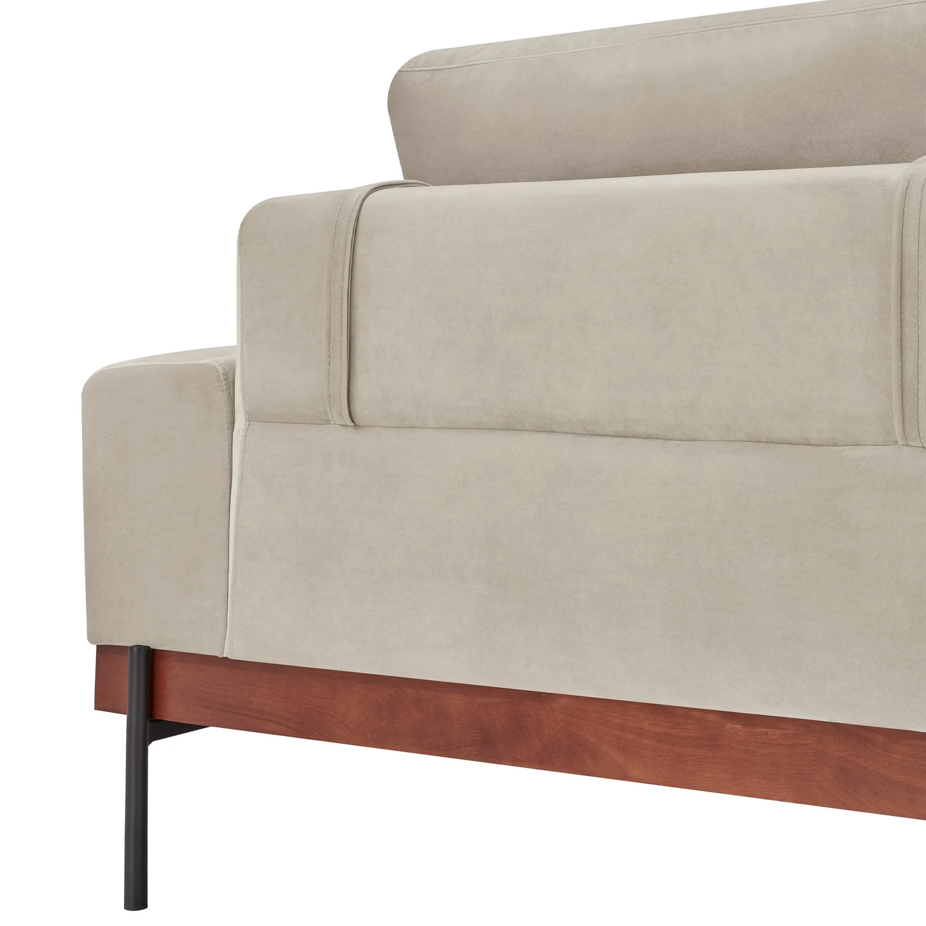 Monet 86" Mid-Century Modern Beige Velvet Sofa - Image 6