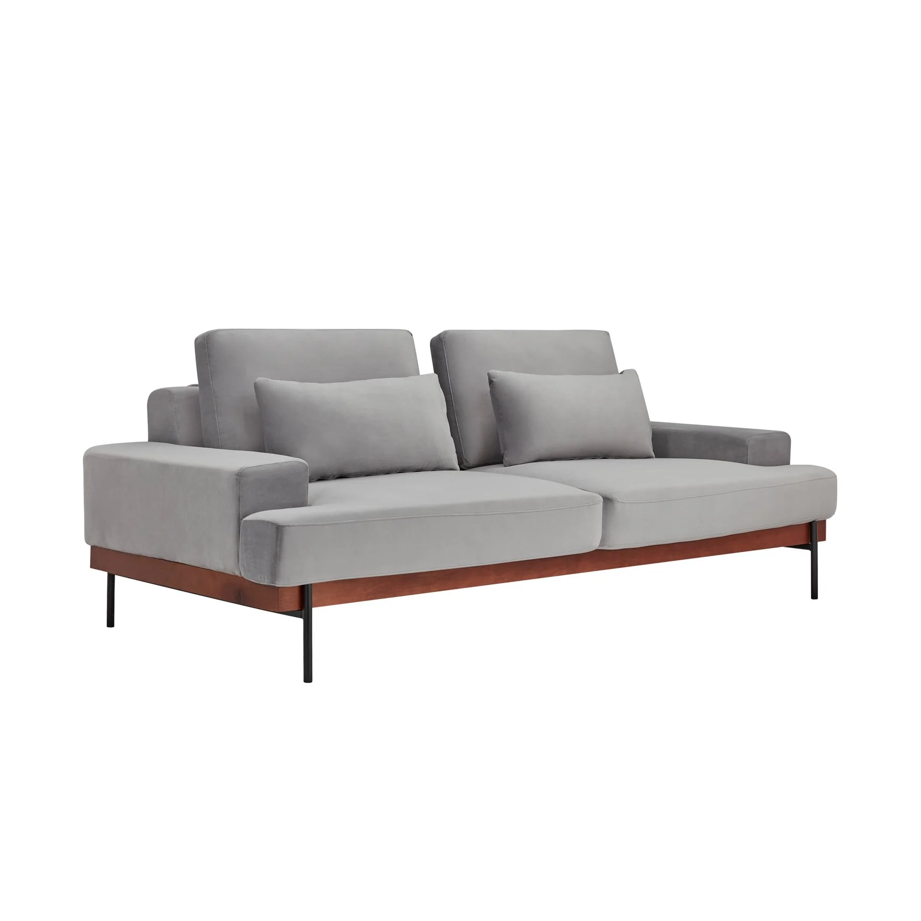 Monet 86" Mid-Century Modern Gray Velvet Sofa - Image 2
