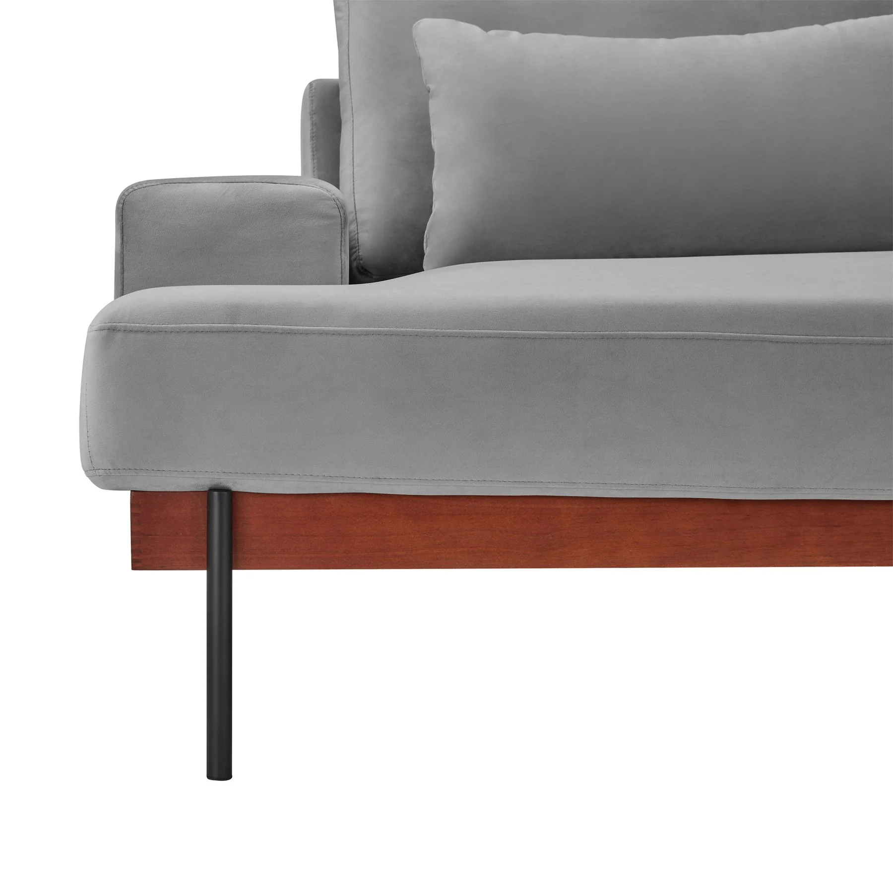 Monet 86" Mid-Century Modern Gray Velvet Sofa - Image 4