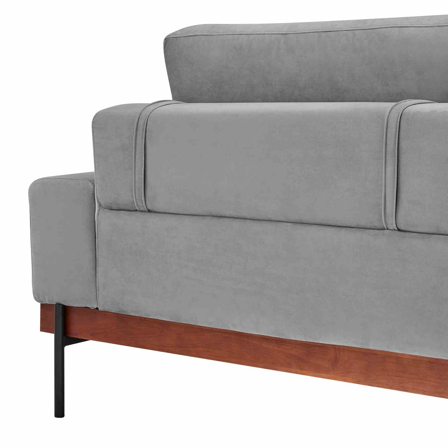 Monet 86" Mid-Century Modern Gray Velvet Sofa - Image 6