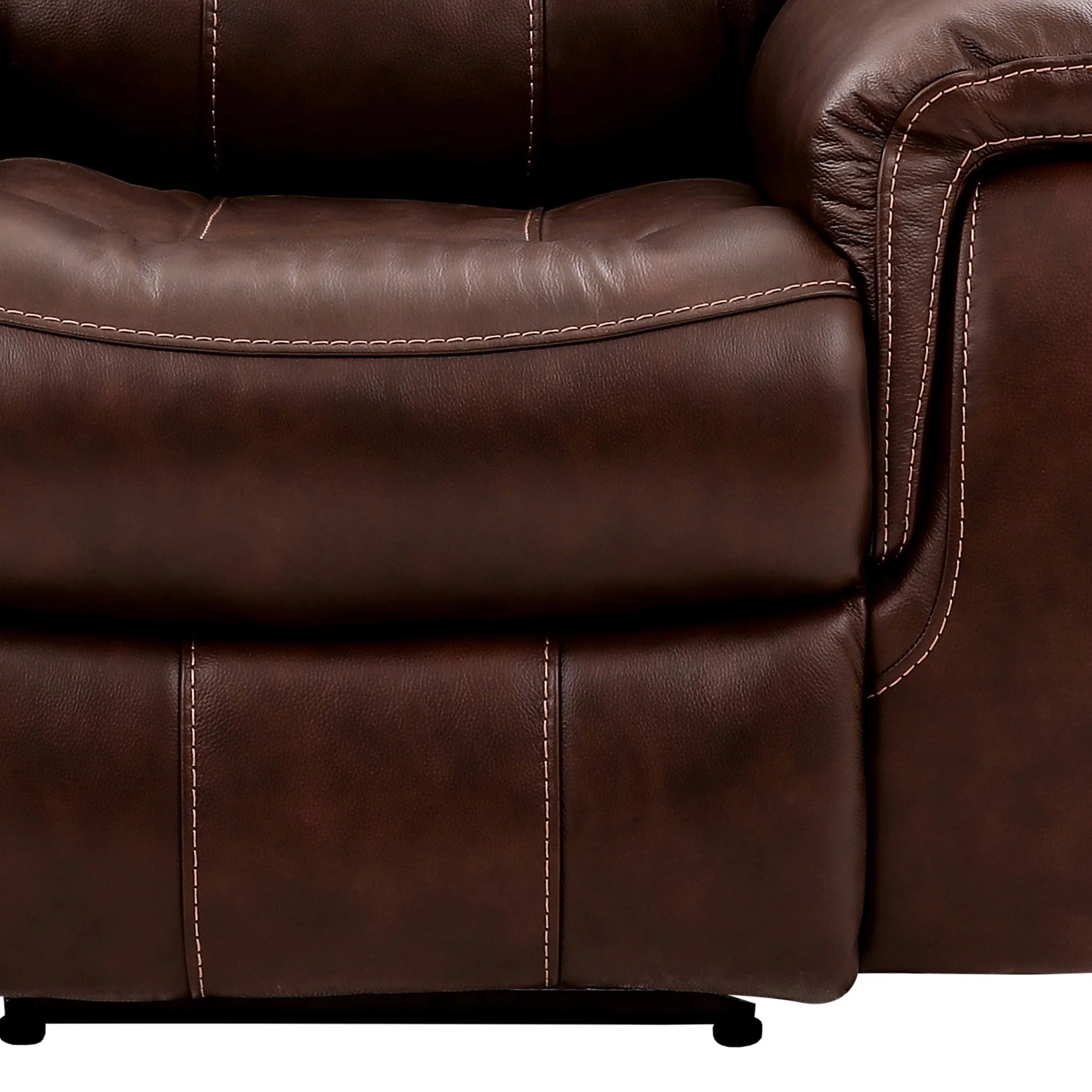 Montague Dual Power Headrest and Lumbar Support Reclining Sofa in Genuine Brown Leather - Image 5