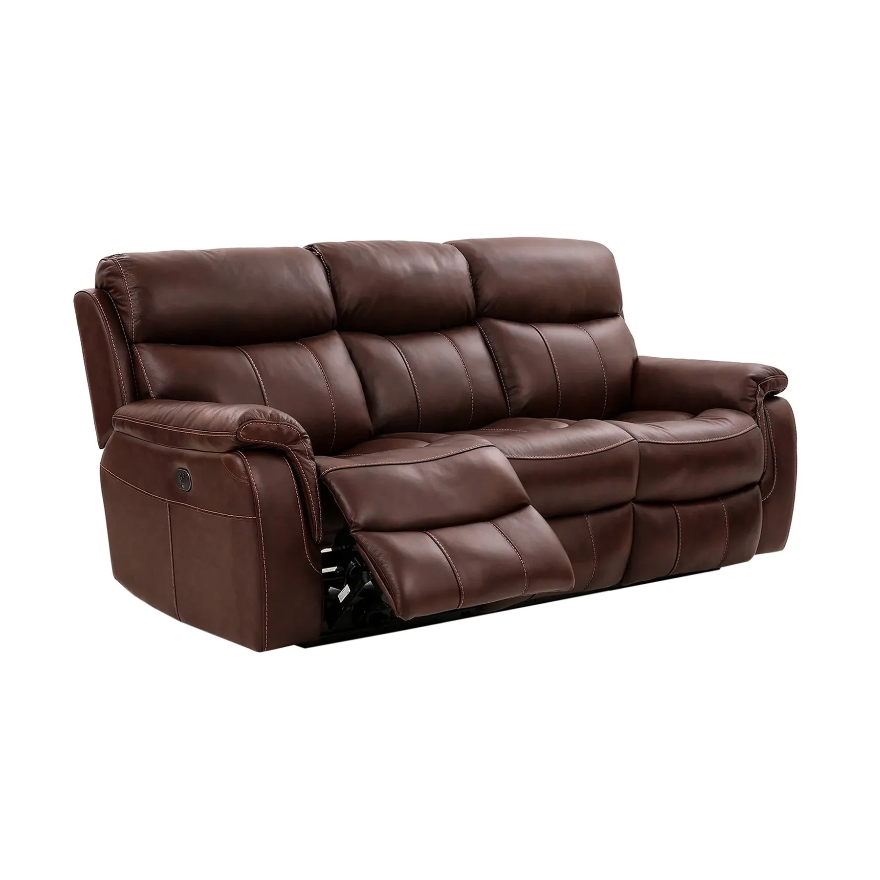 Montague Dual Power Reclining 2 Piece Sofa and Recliner Set in Genuine Brown Leather - Image 3