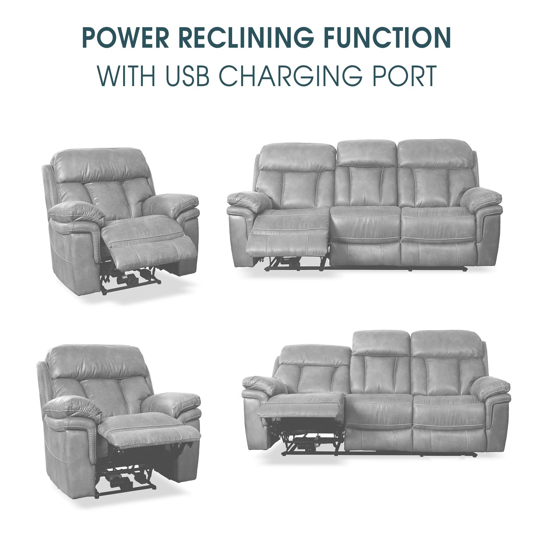 Montague Dual Power Reclining 2 Piece Sofa and Recliner Set in Genuine Brown Leather - Image 9