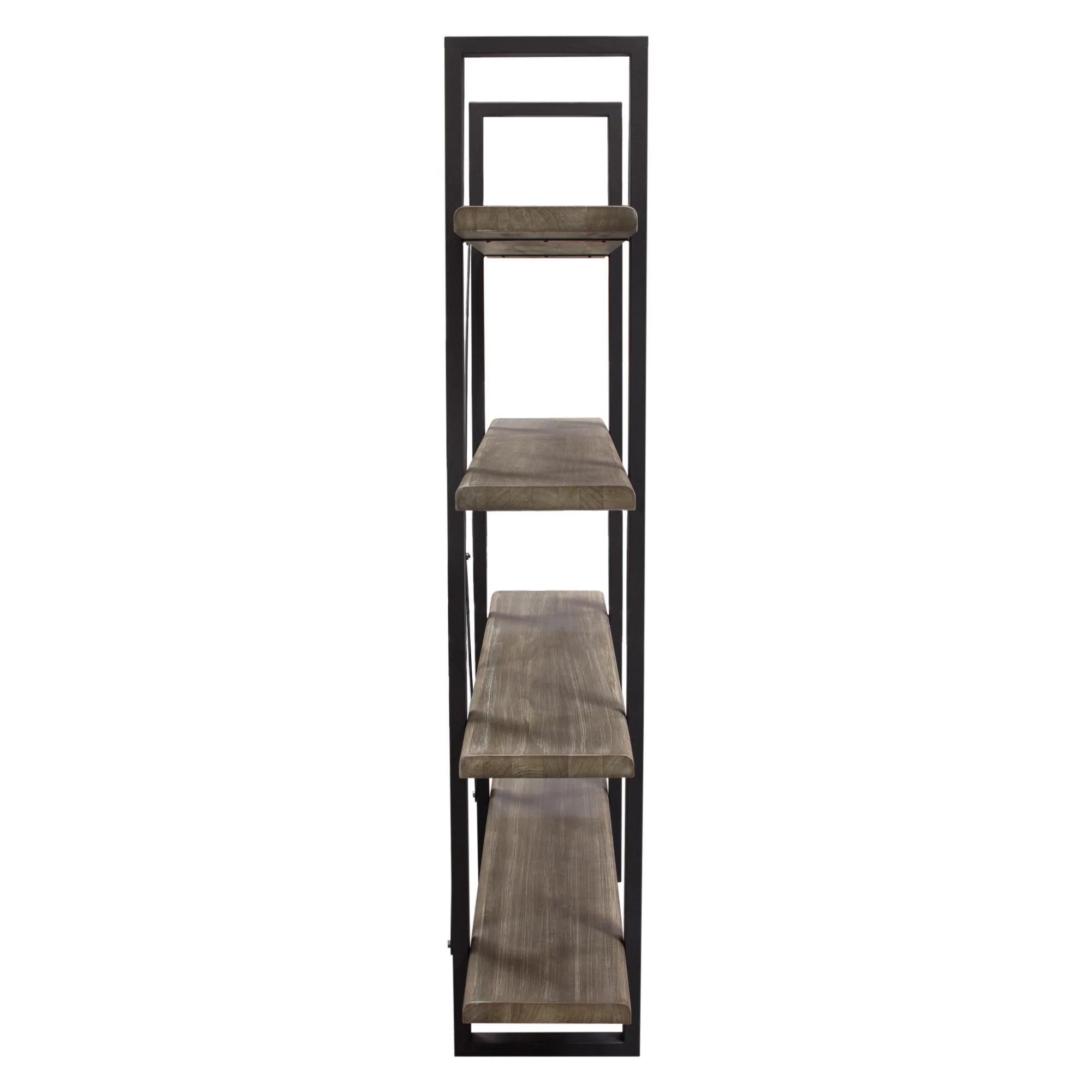 Montana 73" 4-Tiered Shelf Unit in Rustic Oak Finish with Iron Frame by Diamond Sofa - Image 4