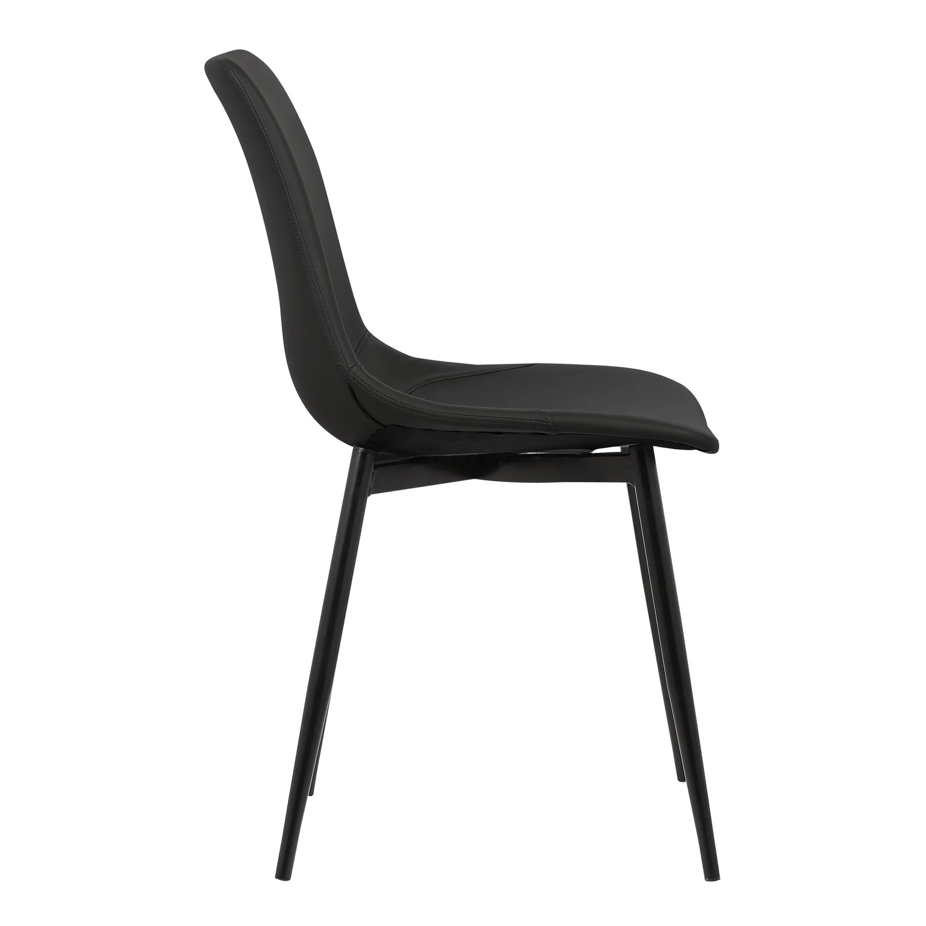 Monte Contemporary Dining Chair in Black Faux Leather with Black Metal Legs - Image 3