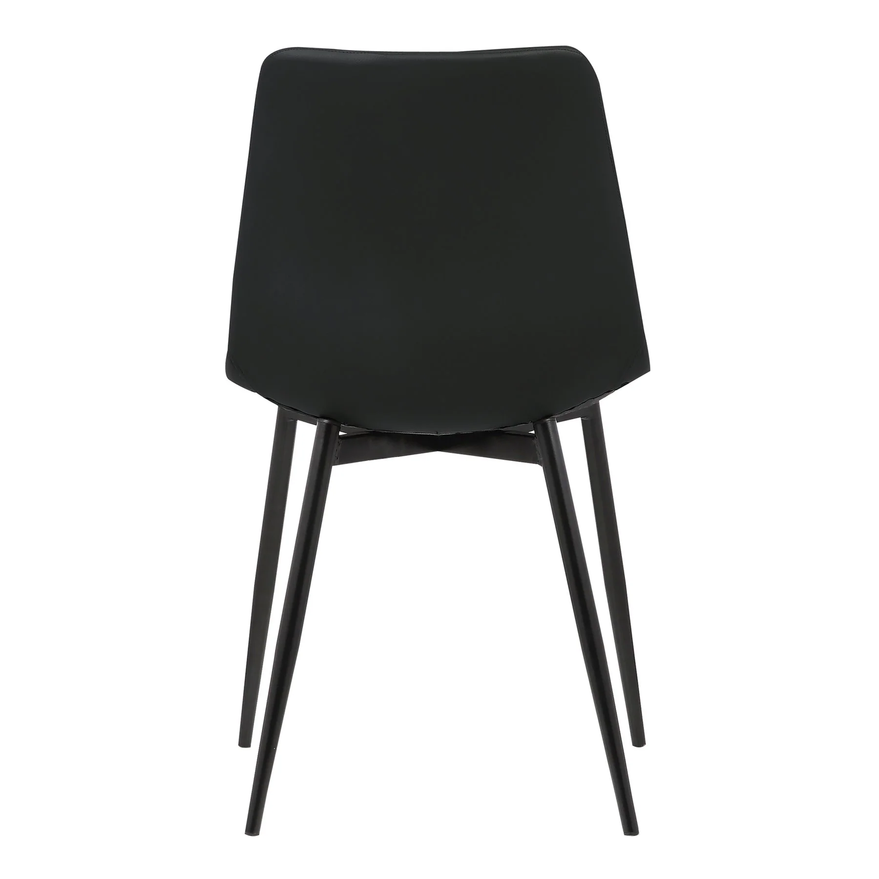 Monte Contemporary Dining Chair in Black Faux Leather with Black Metal Legs - Image 4