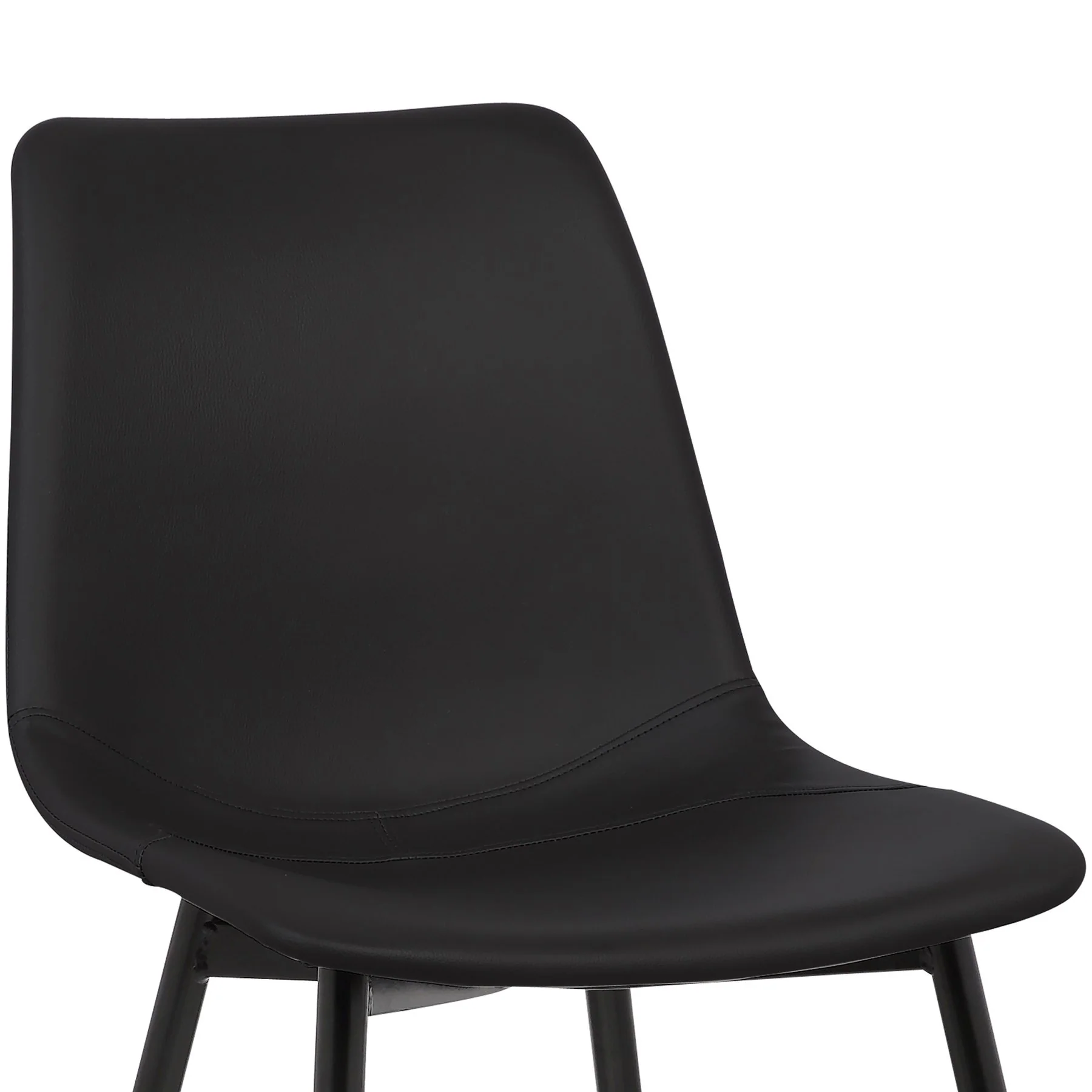 Monte Contemporary Dining Chair in Black Faux Leather with Black Metal Legs - Image 5