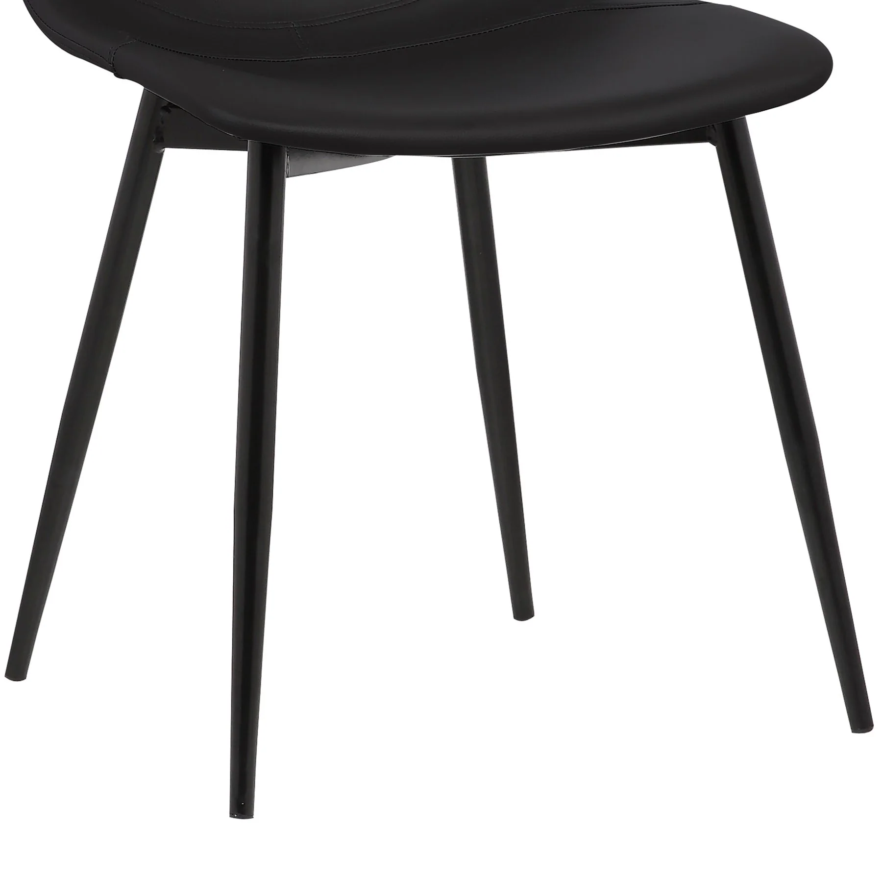 Monte Contemporary Dining Chair in Black Faux Leather with Black Metal Legs - Image 6