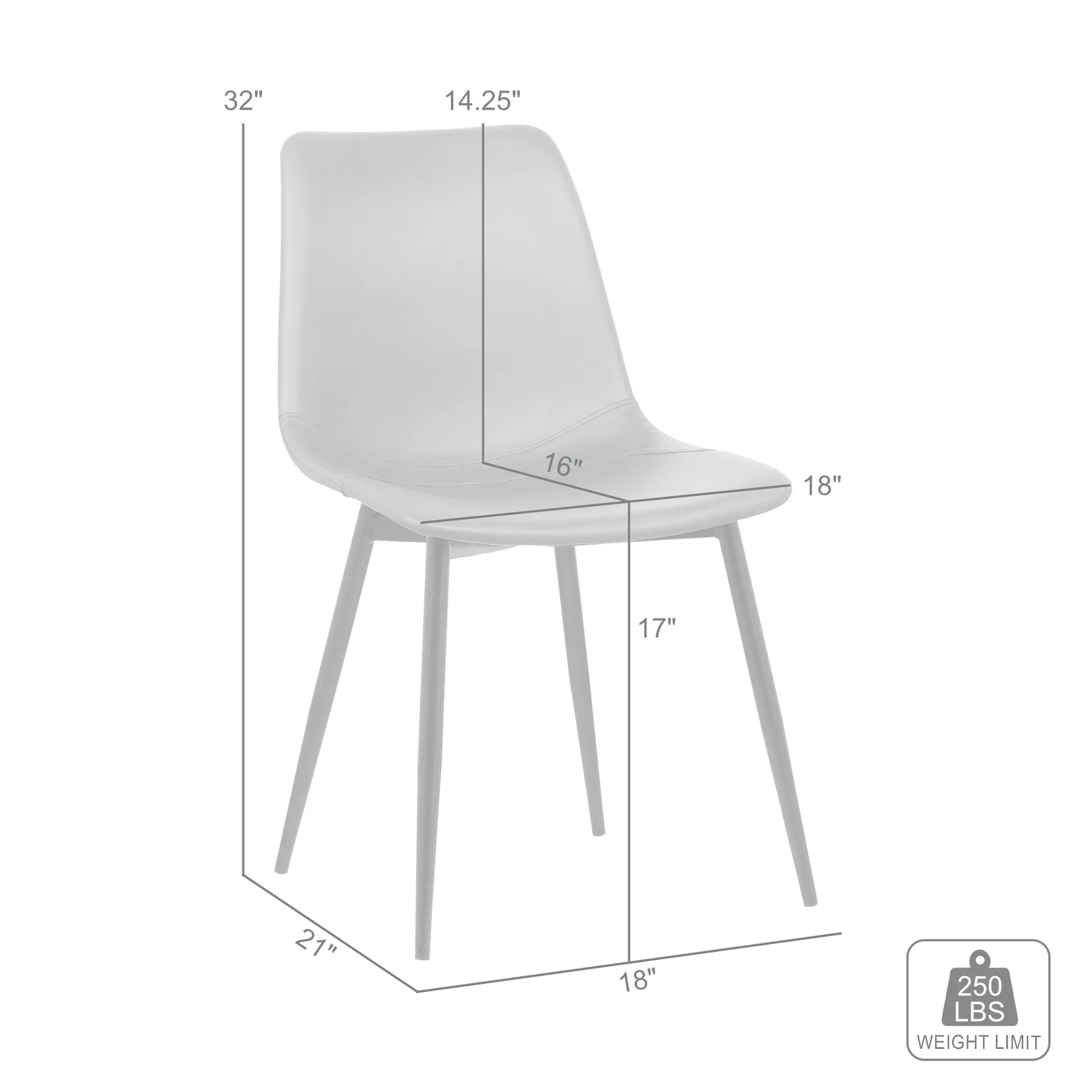 Monte Contemporary Dining Chair in Black Faux Leather with Black Metal Legs - Image 7