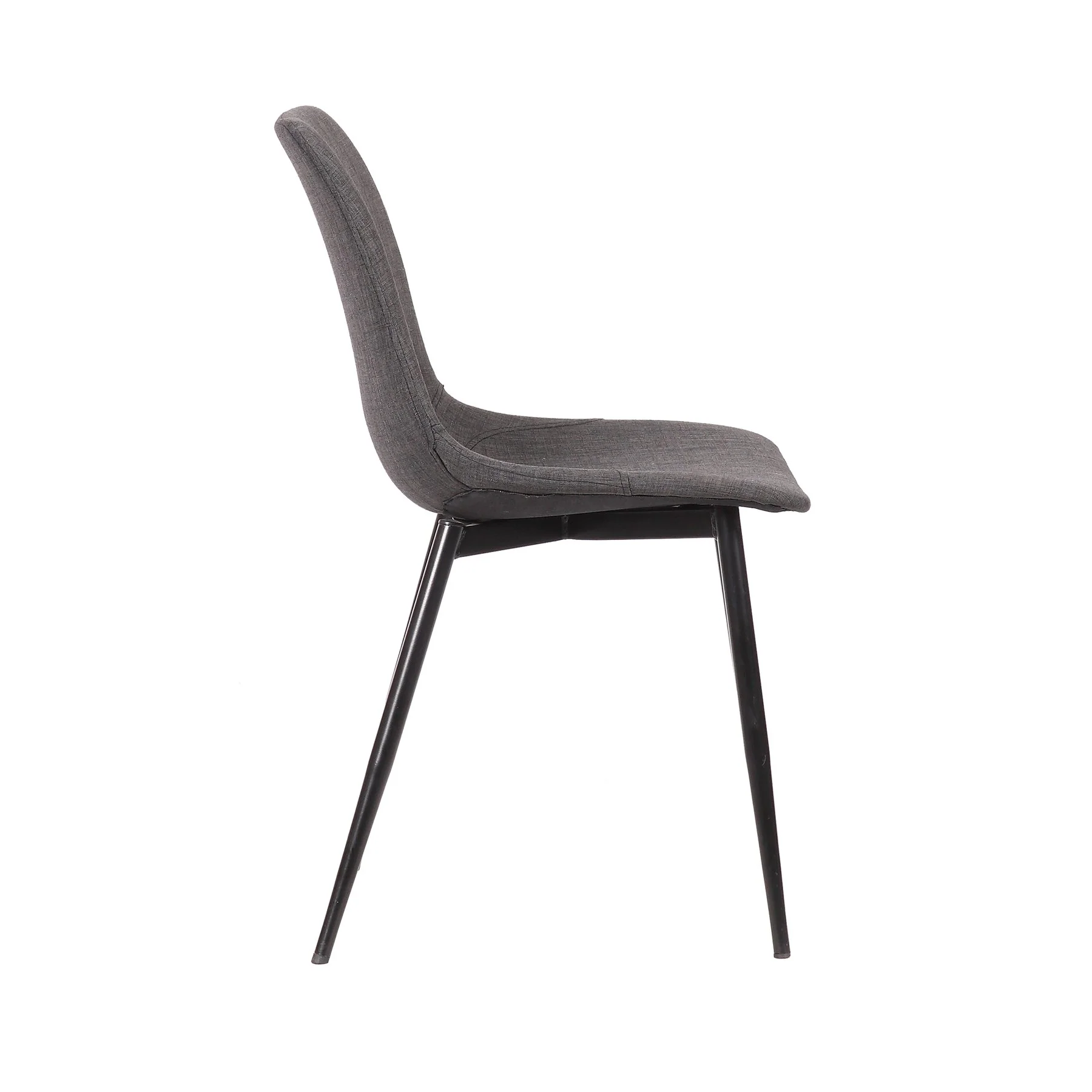 Monte Contemporary Dining Chair in Charcoal Fabric with Black Metal Legs - Image 3