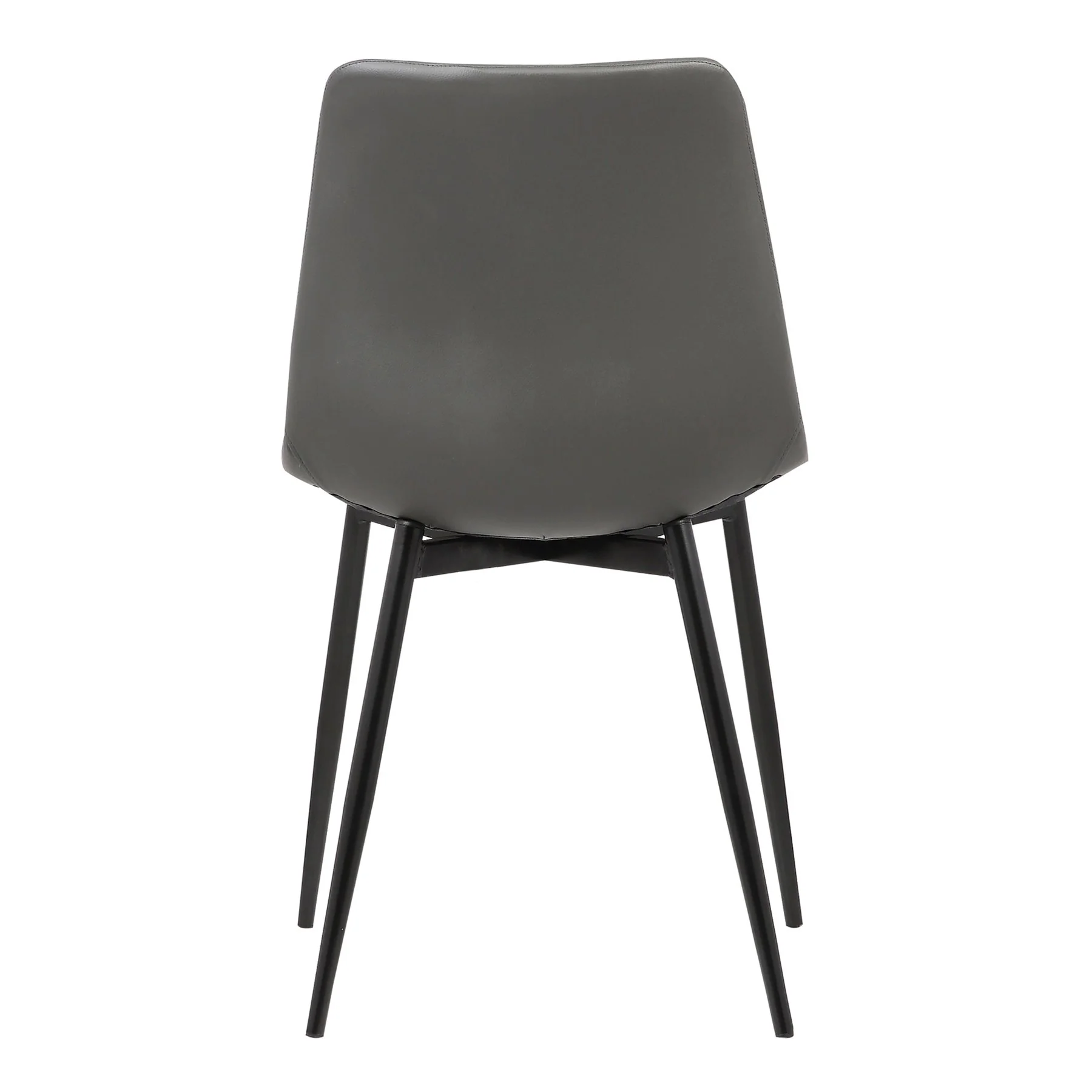 Monte Contemporary Dining Chair in Gray Faux Leather with Black Metal Legs - Image 4
