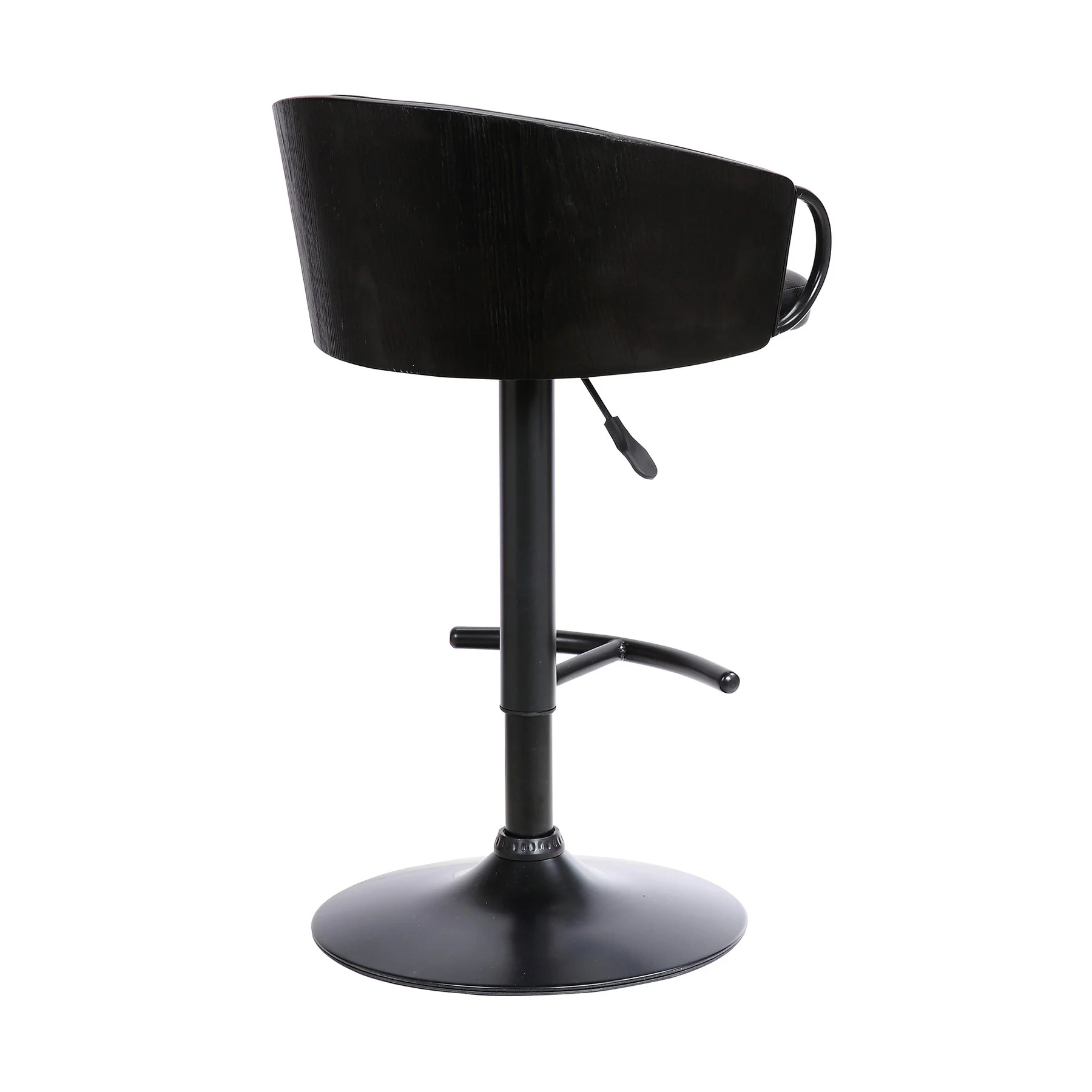 Montego Adjustable Black Faux Leather Swivel Barstool in Black Powder Coated Finish - Image 4