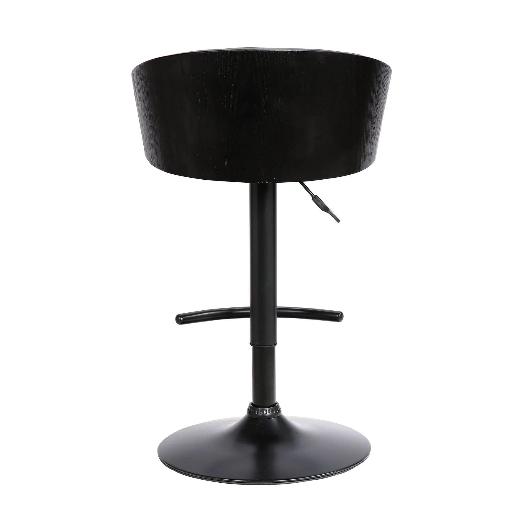 Montego Adjustable Black Faux Leather Swivel Barstool in Black Powder Coated Finish - Image 5