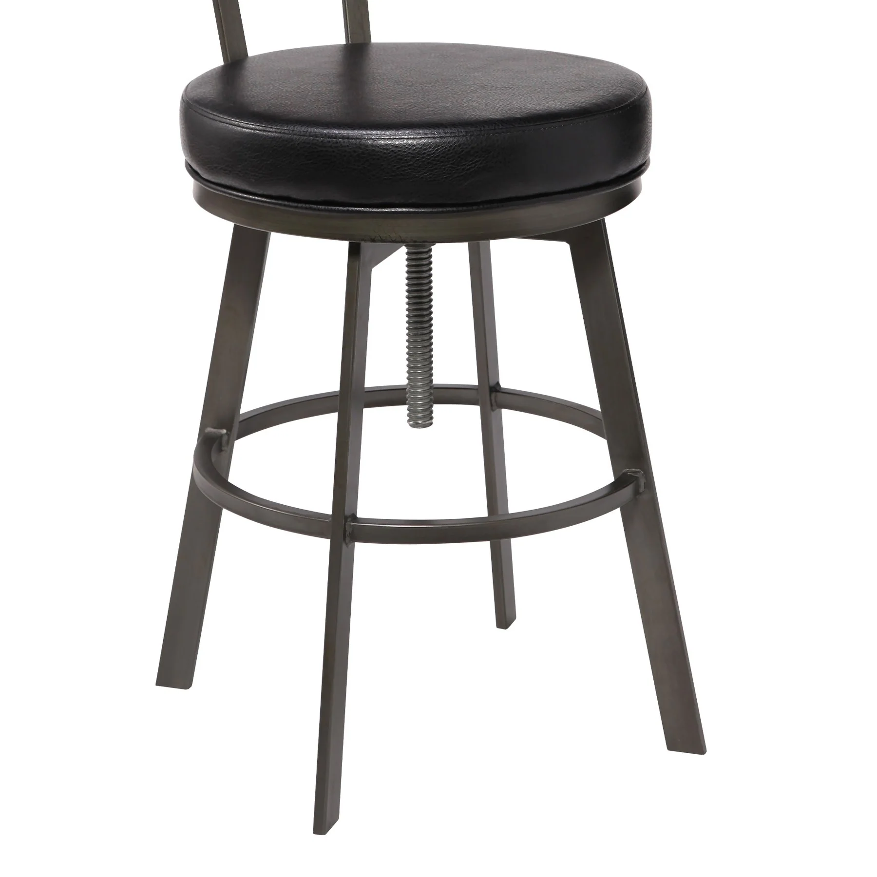 Montreal Mid-Century Adjustable Barstool in Mineral Finish with Black Faux Leather and Gray Walnut Wood Finish Back - Image 5