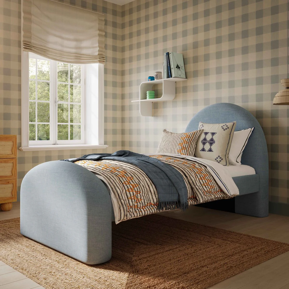 Moon Chambray Blue Chenille Twin Bed - Image 2