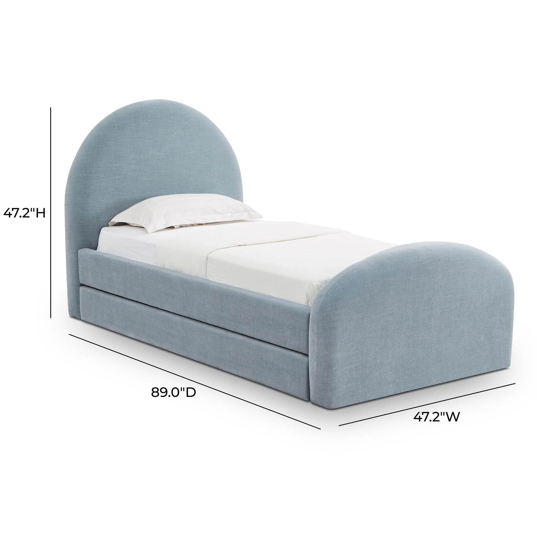 Moon Chambray Blue Chenille Twin Trundle Bed - Image 10