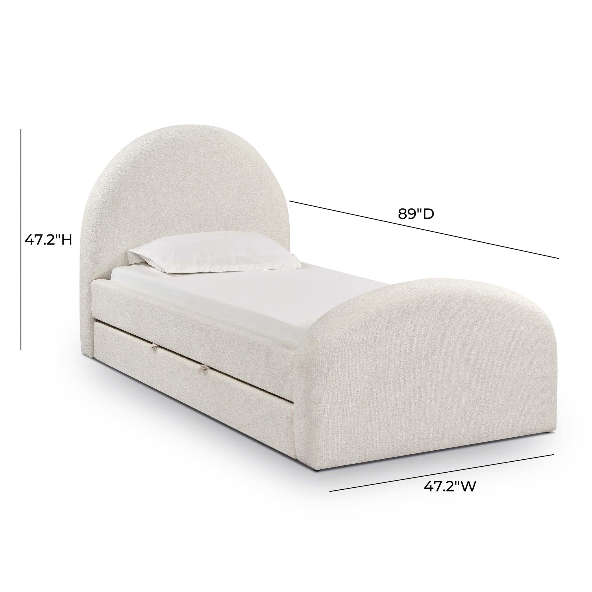 Moon Cream Boucle Twin Trundle Bed - Image 12