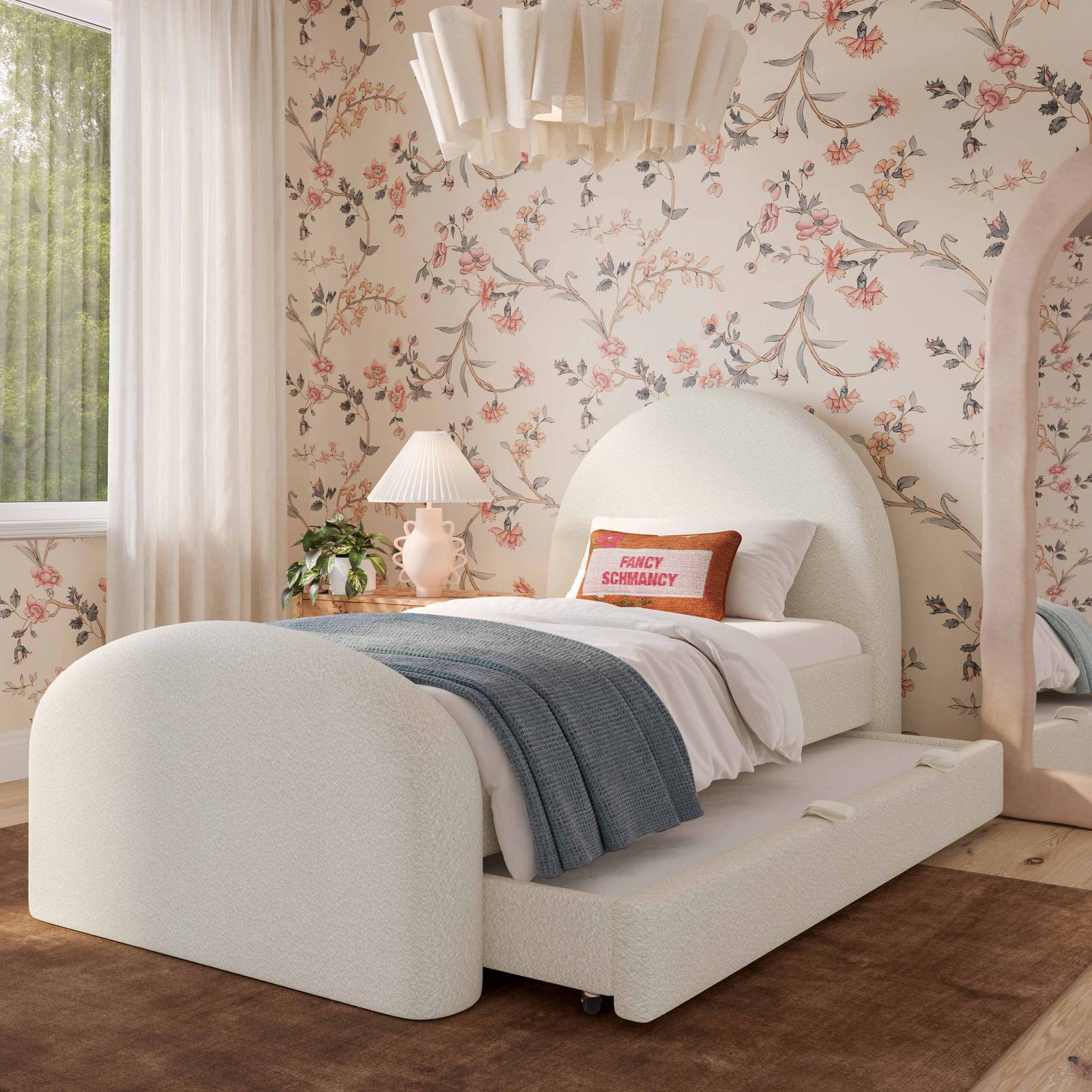 Moon Cream Boucle Twin Trundle Bed - Image 2