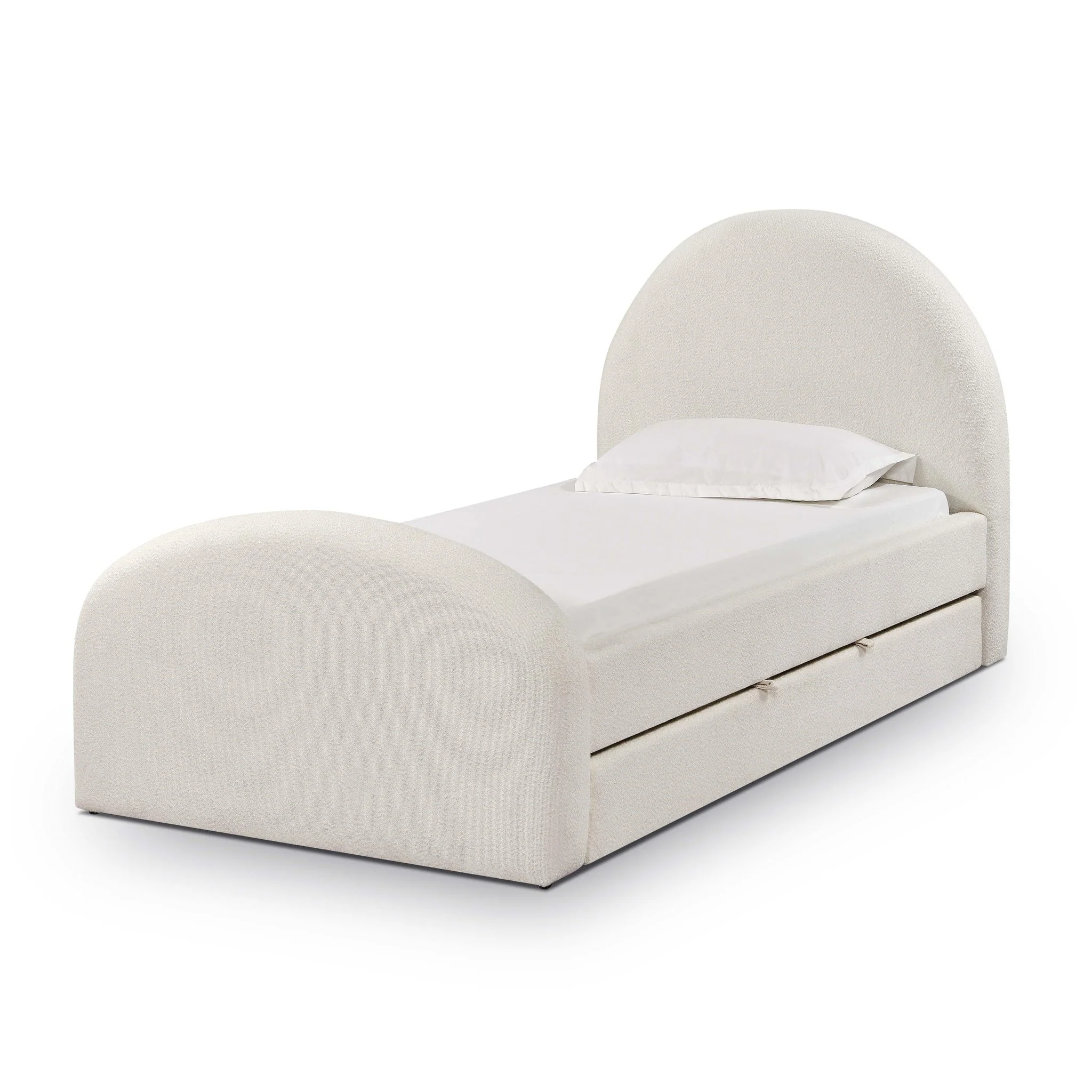 Moon Cream Boucle Twin Trundle Bed - Image 4