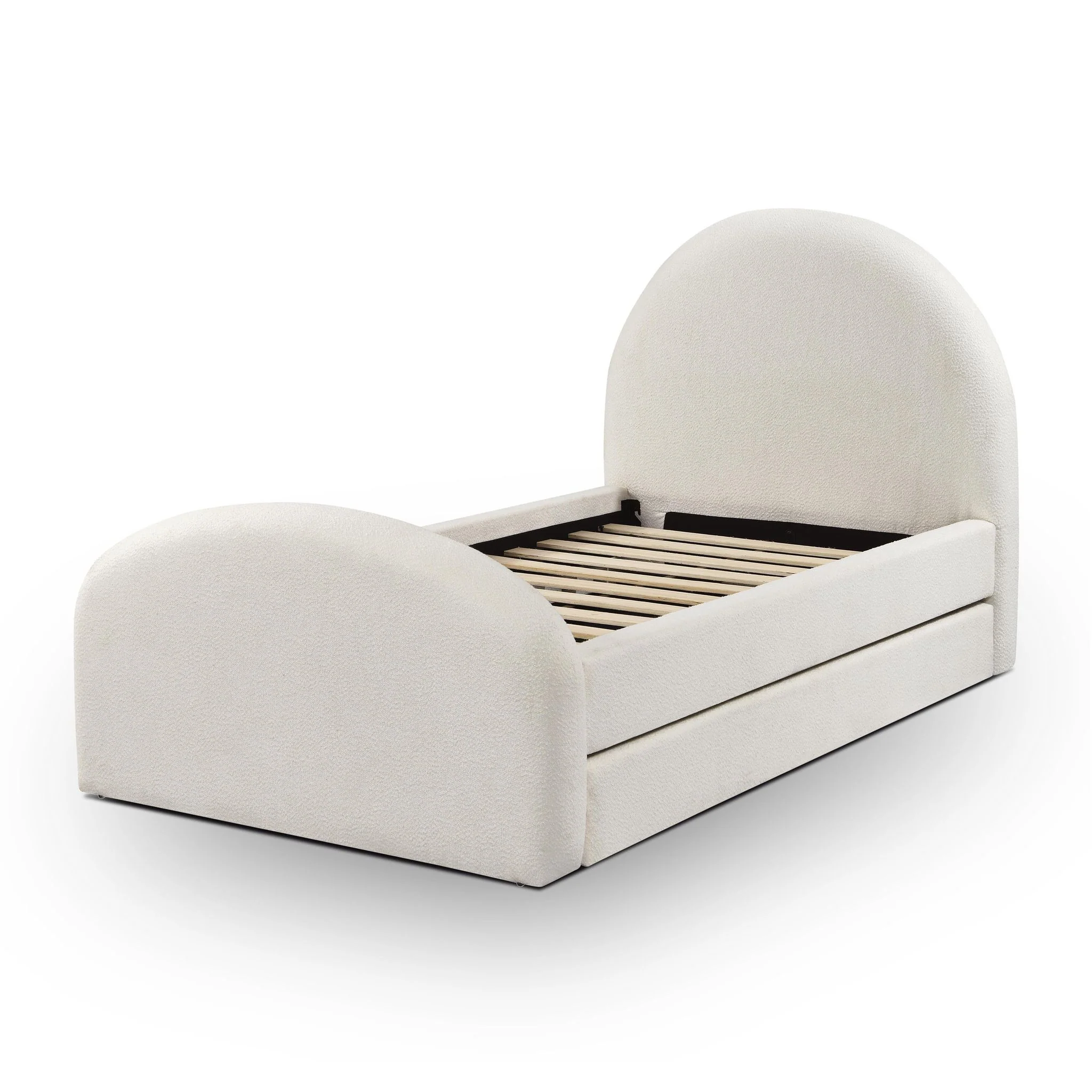 Moon Cream Boucle Twin Trundle Bed - Image 8