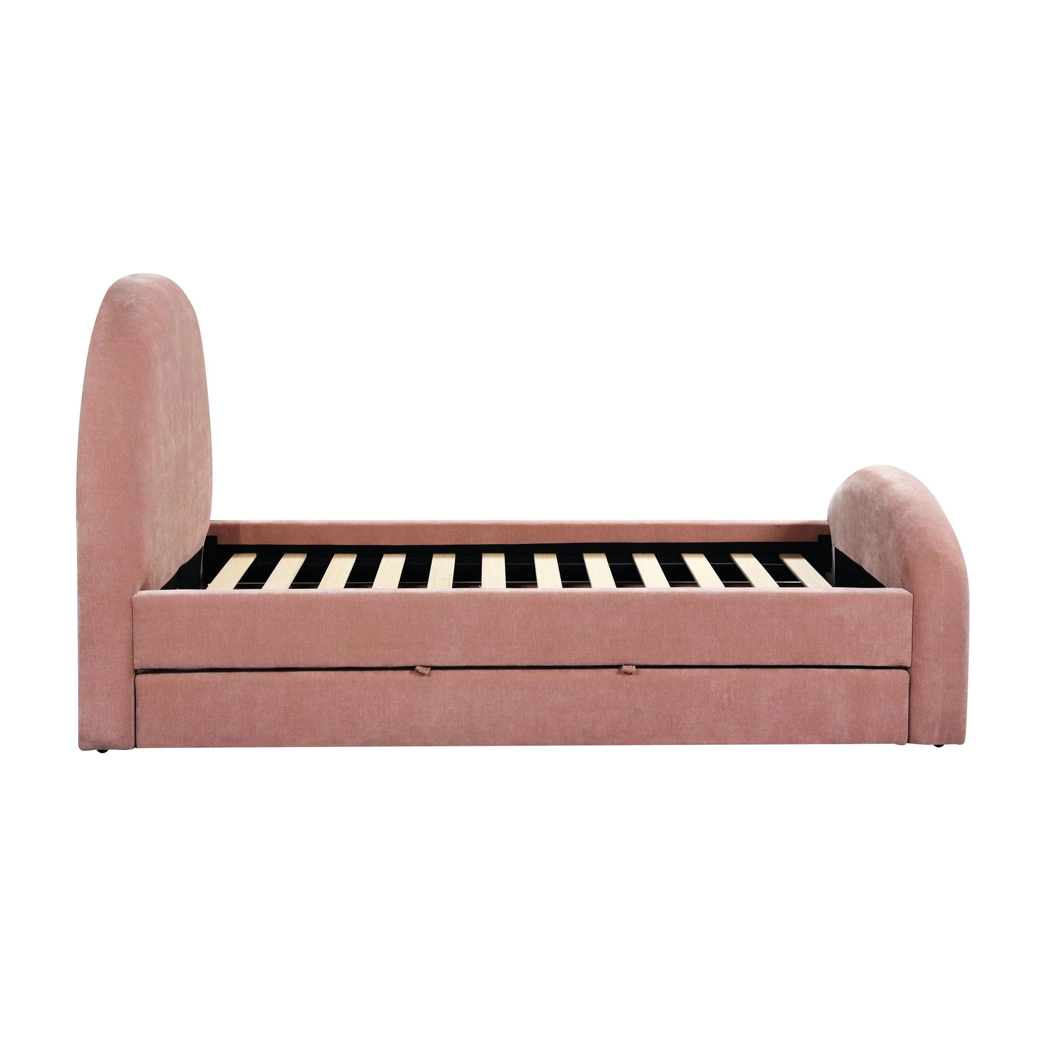 Moon Rose Upcycled Chenille Twin Trundle Bed - Image 9