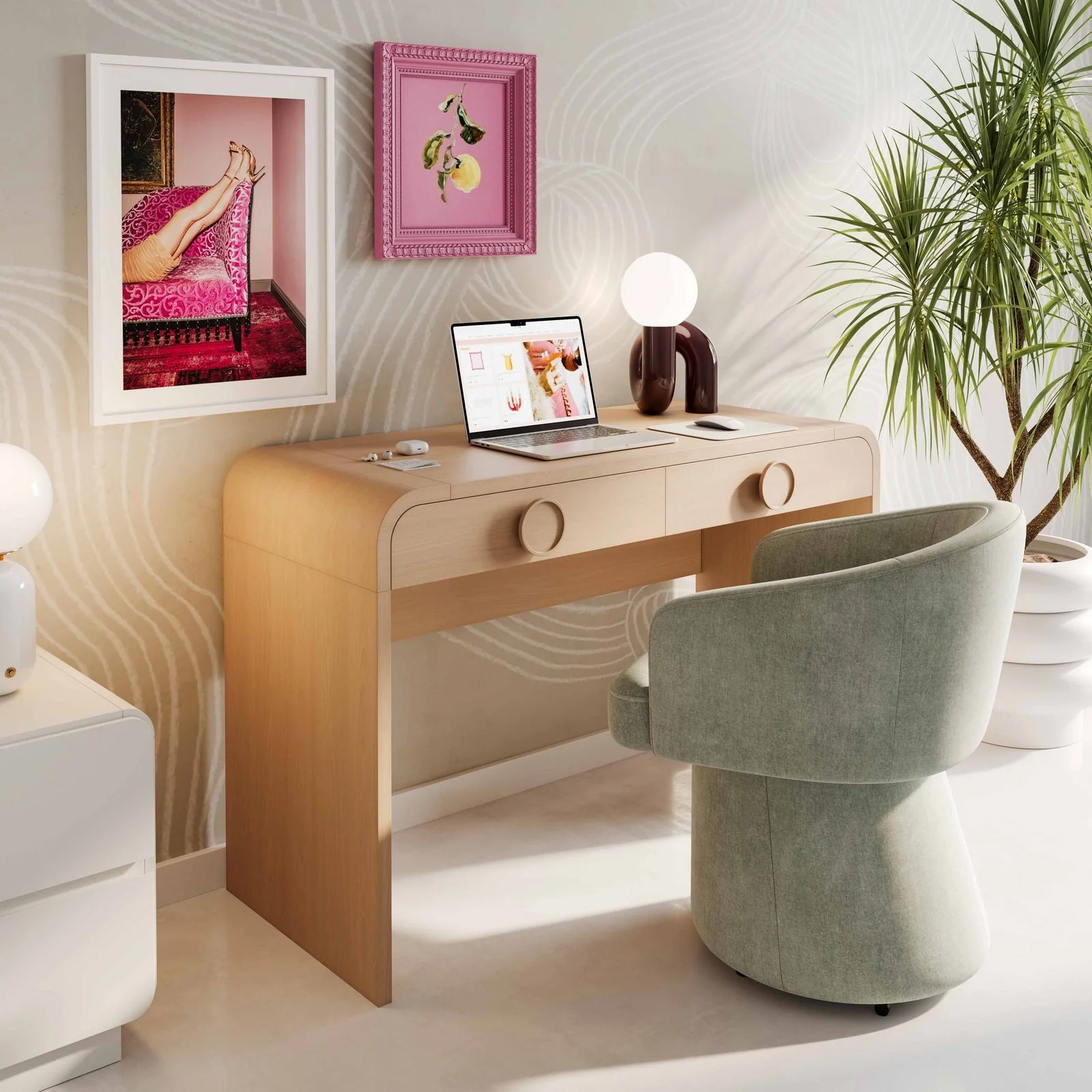 Moonrise Natural Ash 2-Drawer Vanity Desk - Image 10