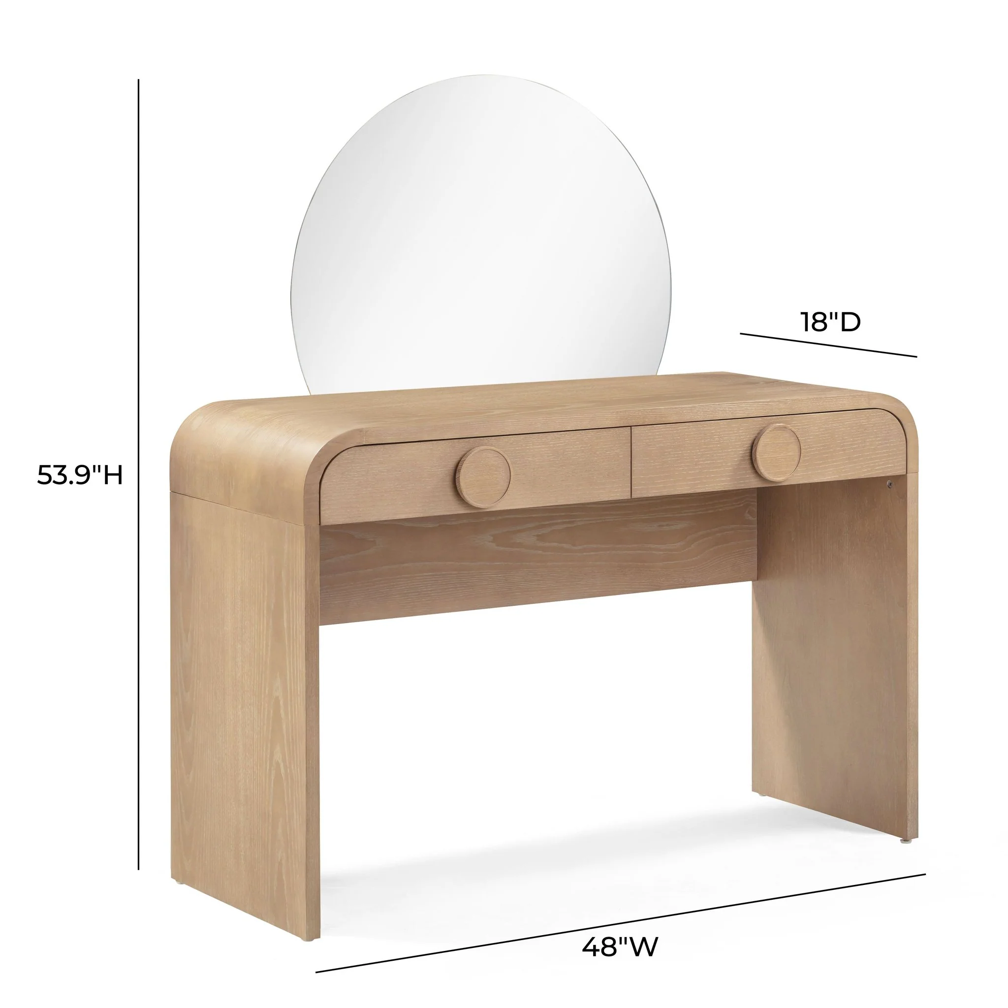 Moonrise Natural Ash 2-Drawer Vanity Desk - Image 9