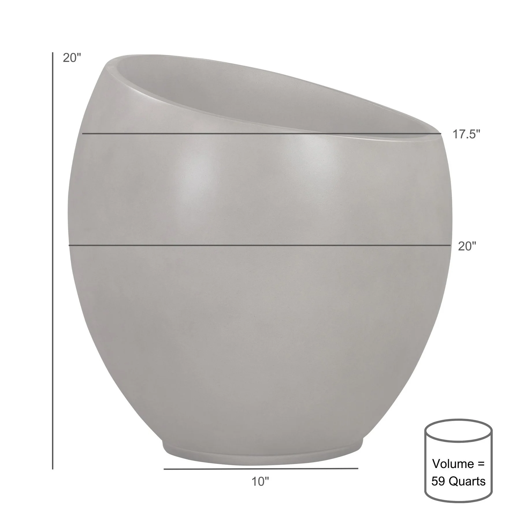Moonstone Large Indoor or Outdoor Planter in Gray Concrete - Image 6
