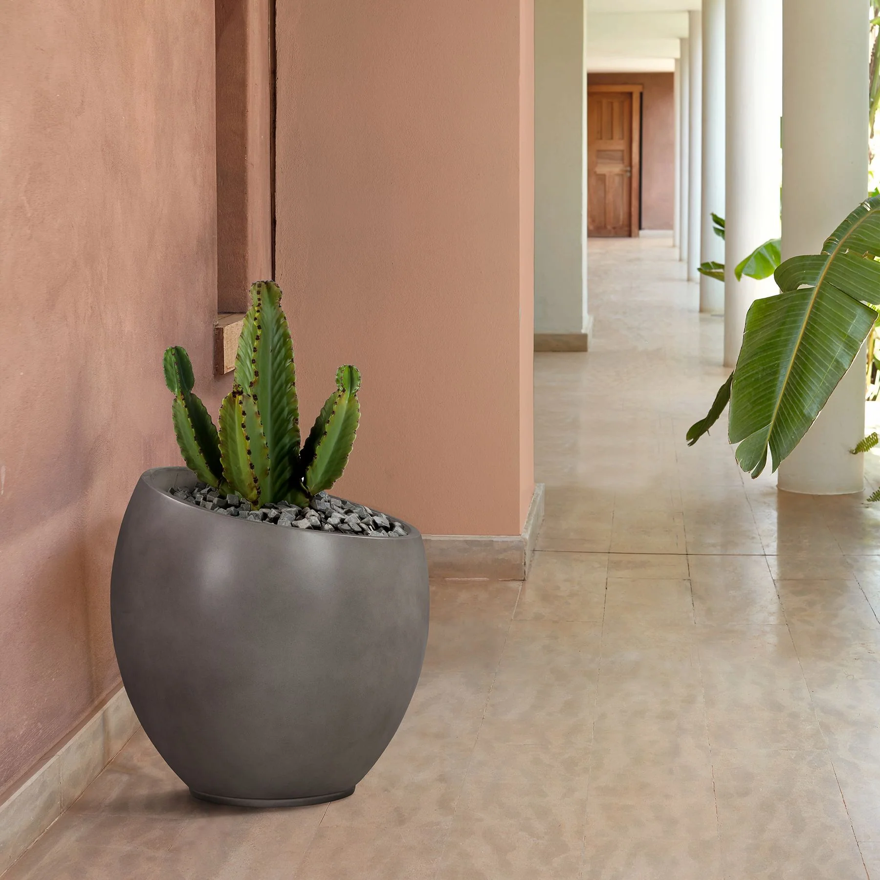 Moonstone Large Indoor or Outdoor Planter in Gray Concrete - Image 8