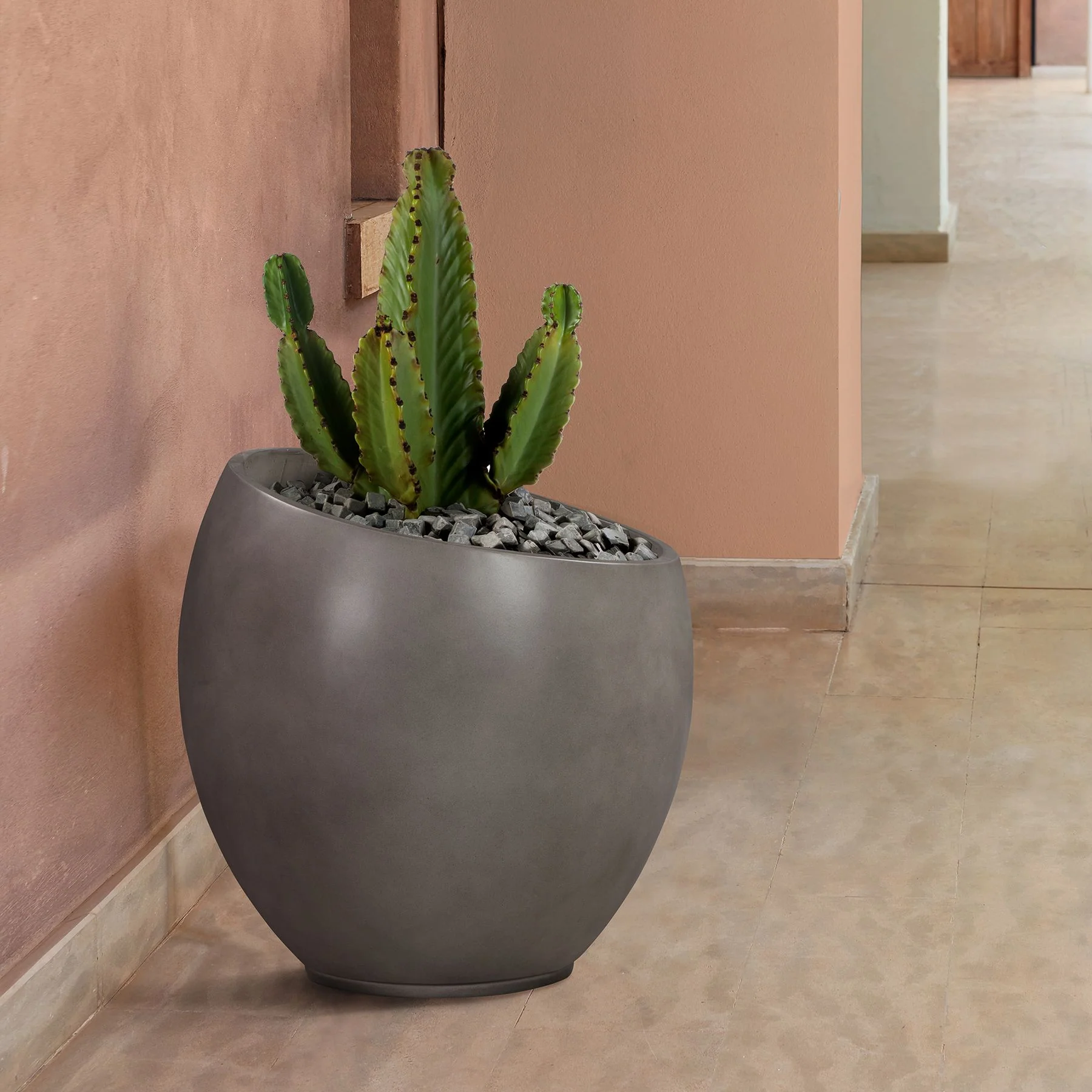 Moonstone Medium Indoor or Outdoor Planter in Gray Concrete - Image 7