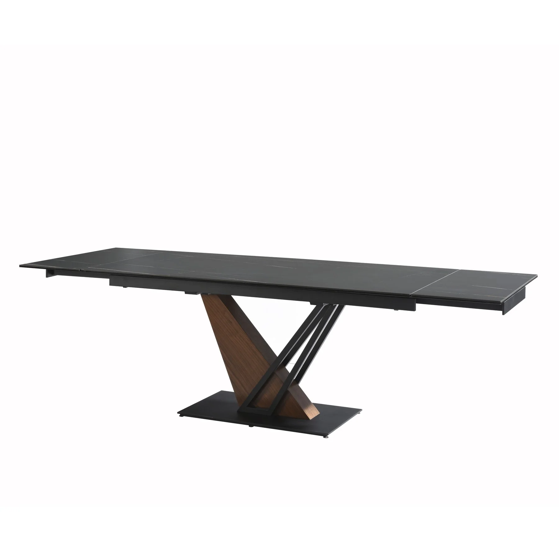 Moore Modern Extendable Rectangular Dining Table with Black Sintered Stone Table Top - Seats up to 6 - Image 2
