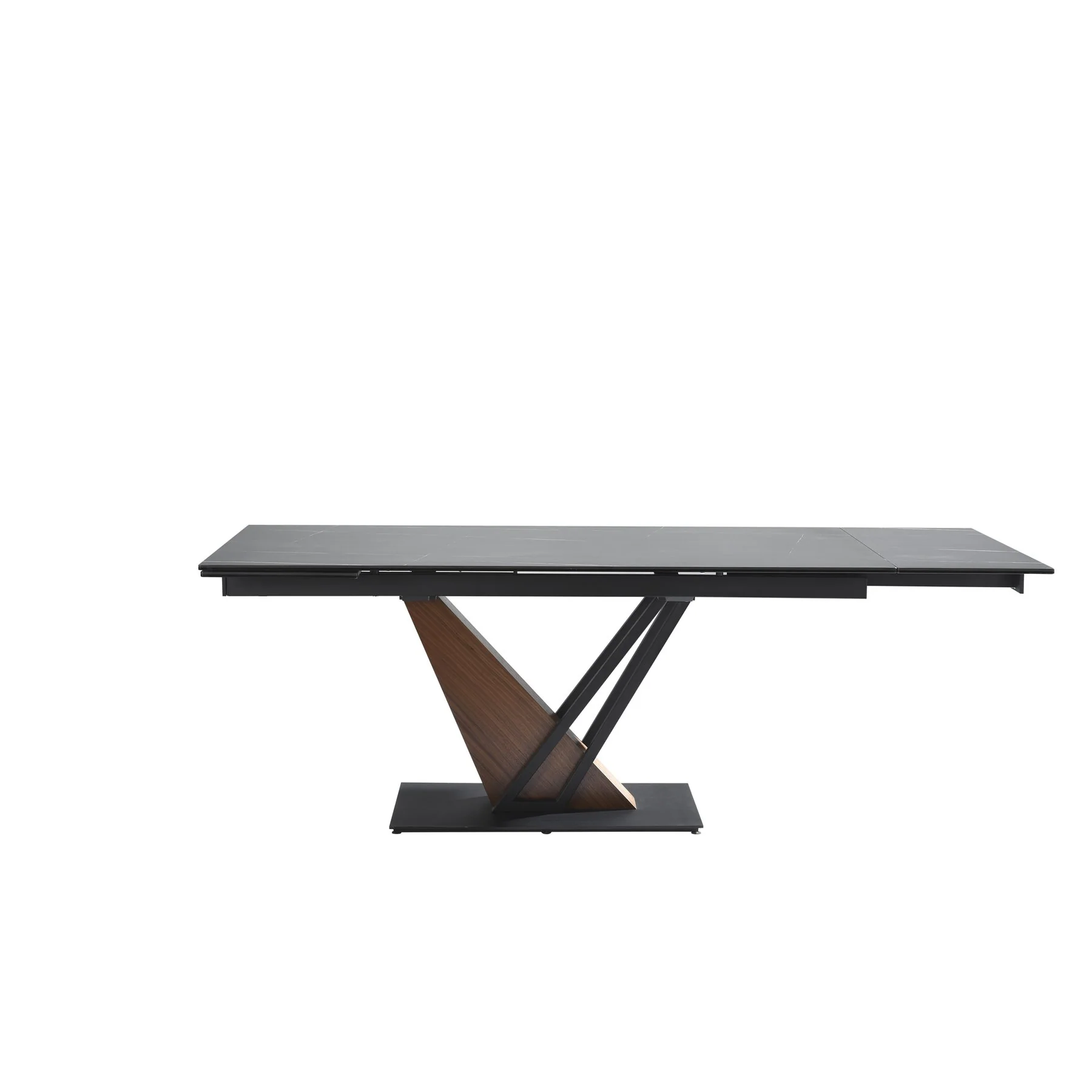 Moore Modern Extendable Rectangular Dining Table with Black Sintered Stone Table Top - Seats up to 6 - Image 4