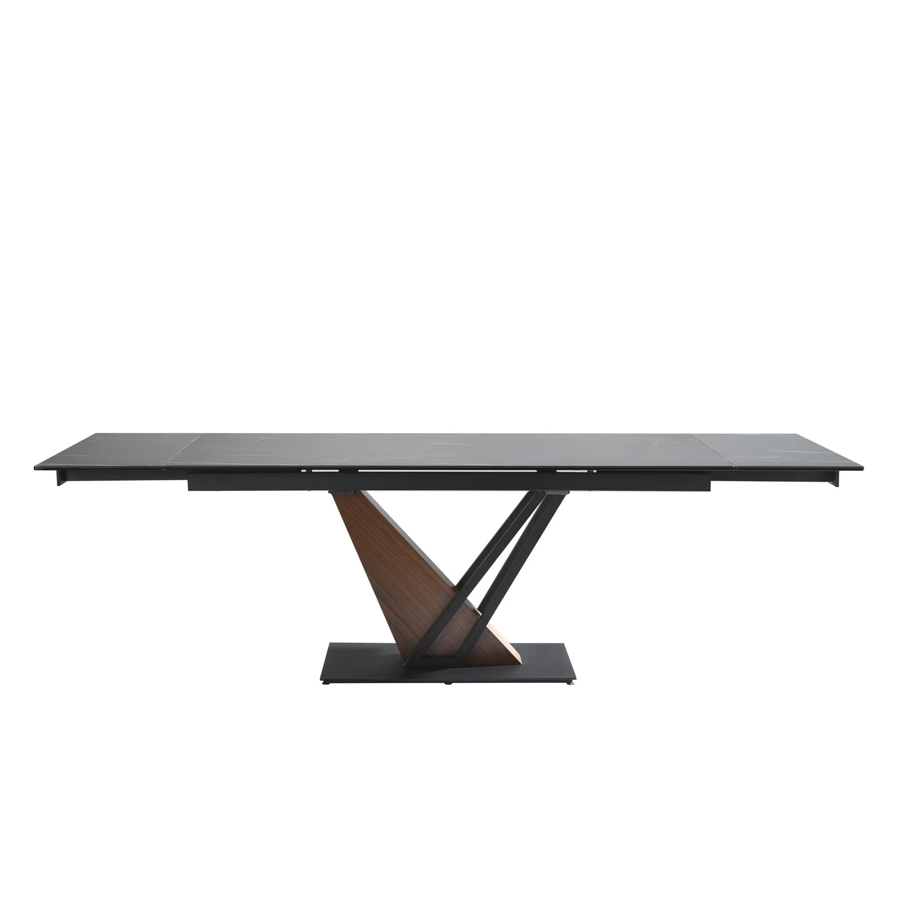 Moore Modern Extendable Rectangular Dining Table with Black Sintered Stone Table Top - Seats up to 6 - Image 5