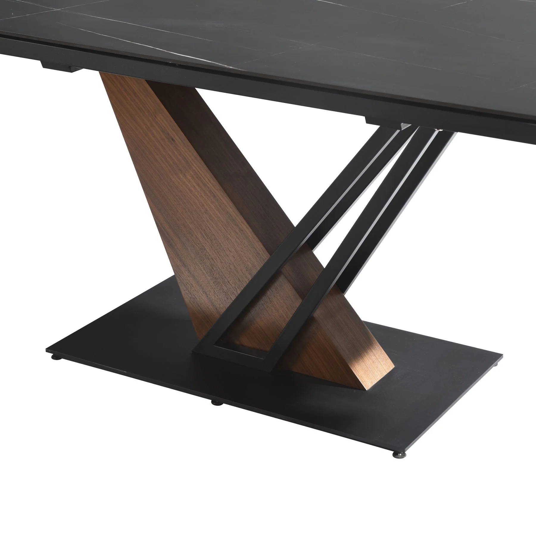 Moore Modern Extendable Rectangular Dining Table with Black Sintered Stone Table Top - Seats up to 6 - Image 8