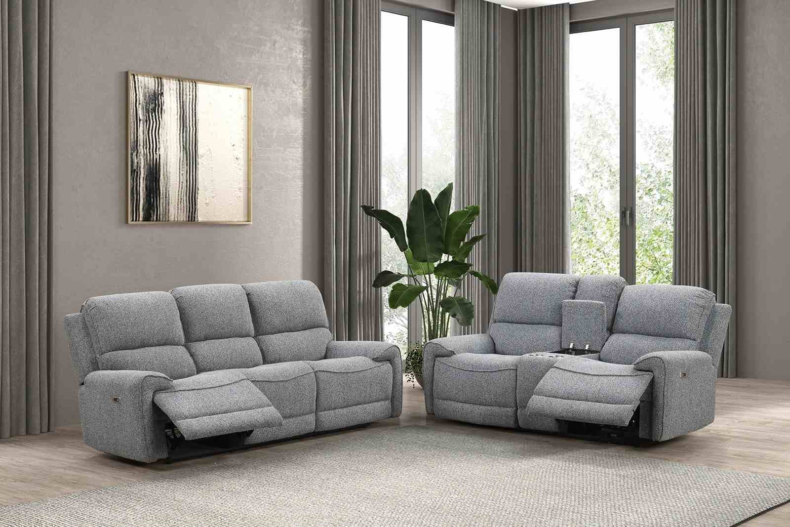 Morcote Power Loveseat w/ Console, Gray - Image 2