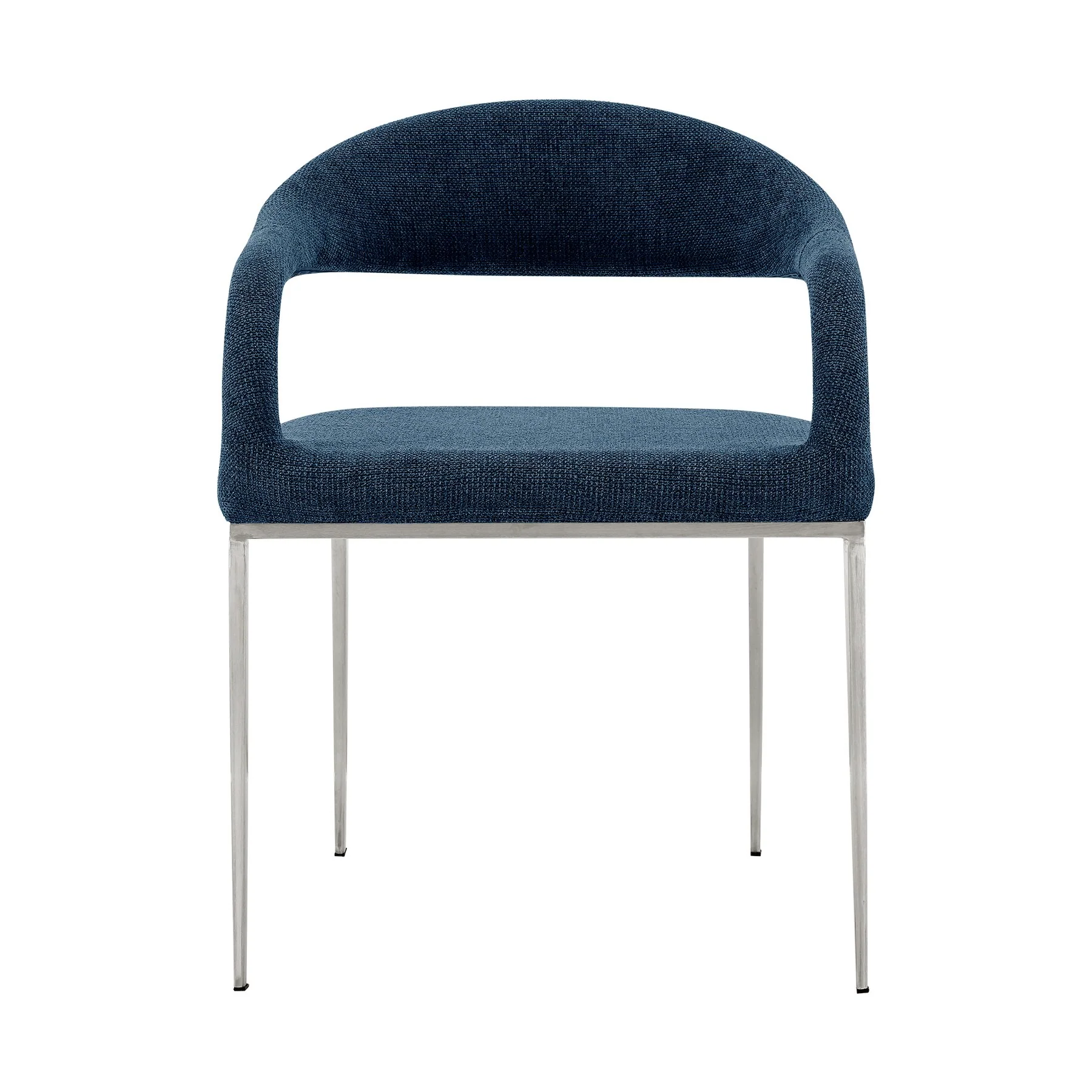 Morgan Upholstered Dining Chair with Brushed Stainless Steel and Blue Fabric - Set of 2 - Image 3