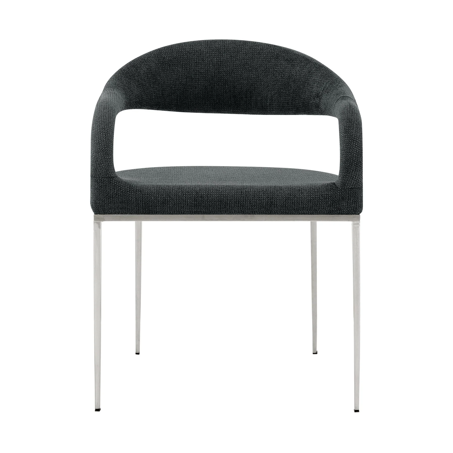 Morgan Upholstered Dining Chair with Brushed Stainless Steel and Charcoal Fabric - Set of 2 - Image 3