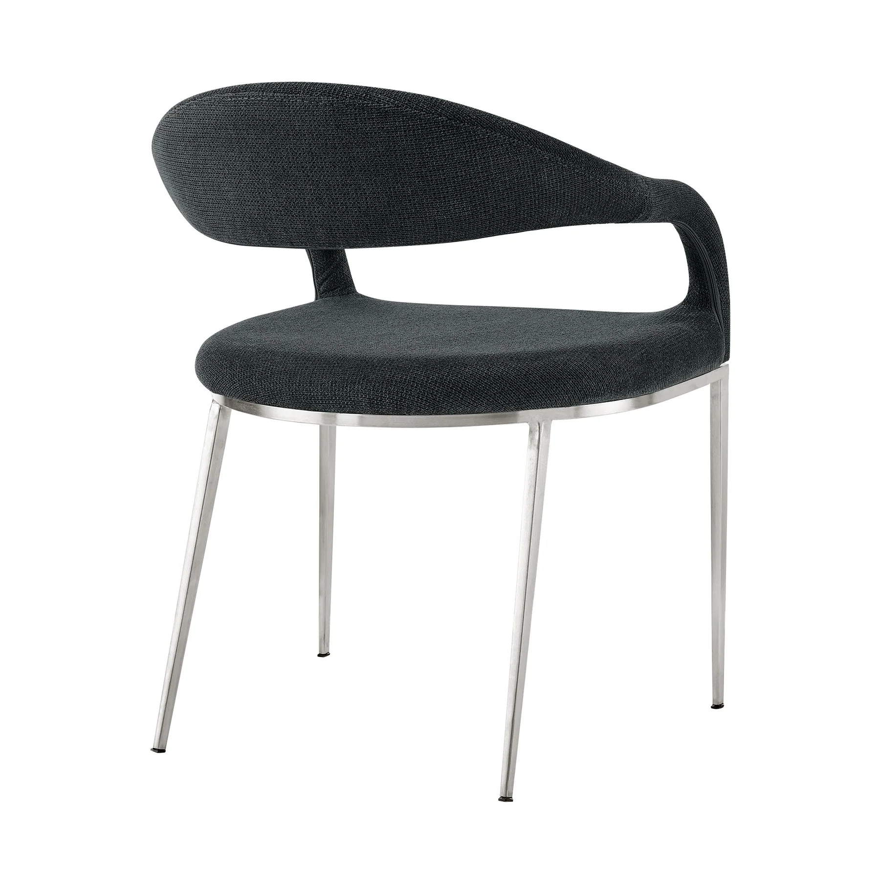 Morgan Upholstered Dining Chair with Brushed Stainless Steel and Charcoal Fabric - Set of 2 - Image 4