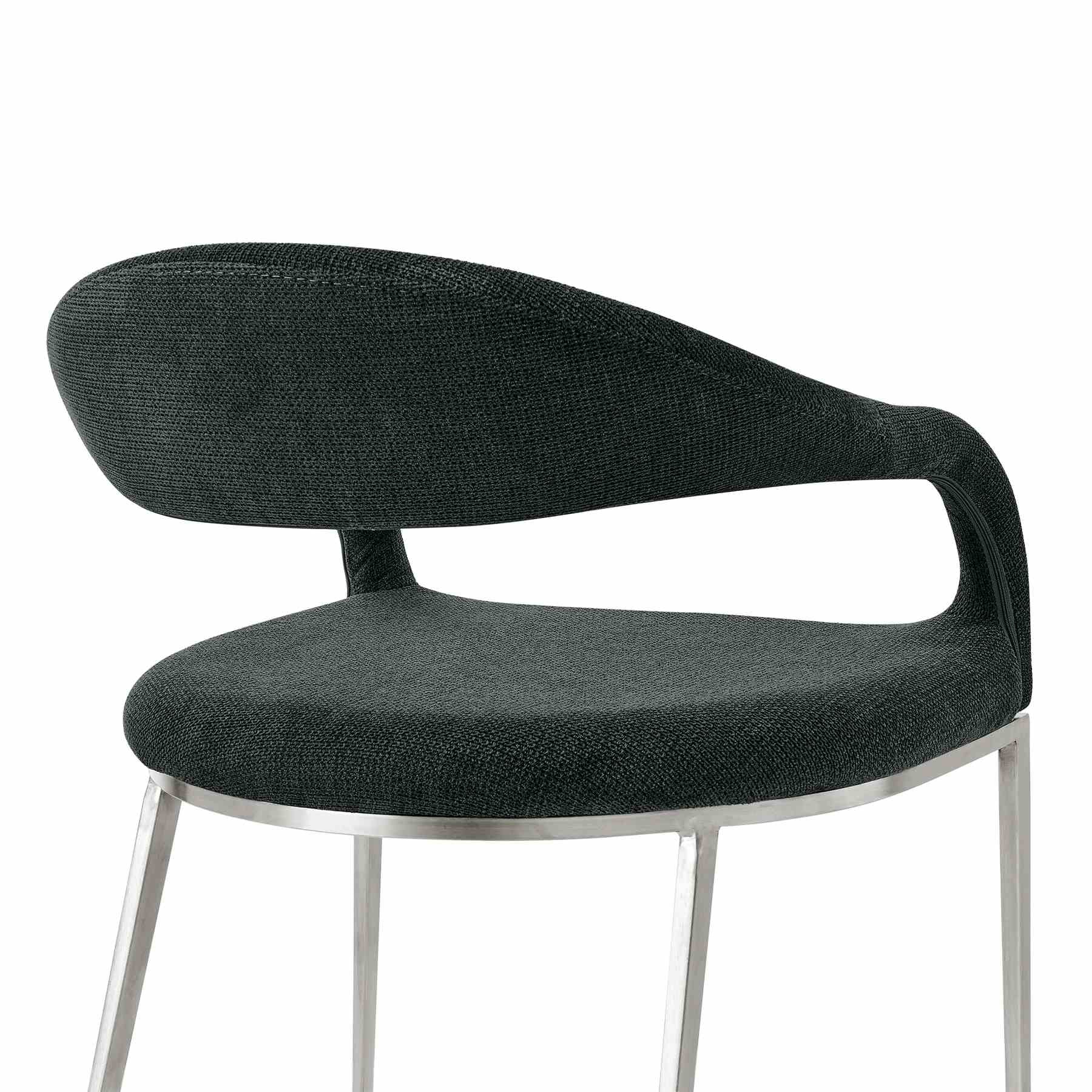 Morgan Upholstered Dining Chair with Brushed Stainless Steel and Charcoal Fabric - Set of 2 - Image 6