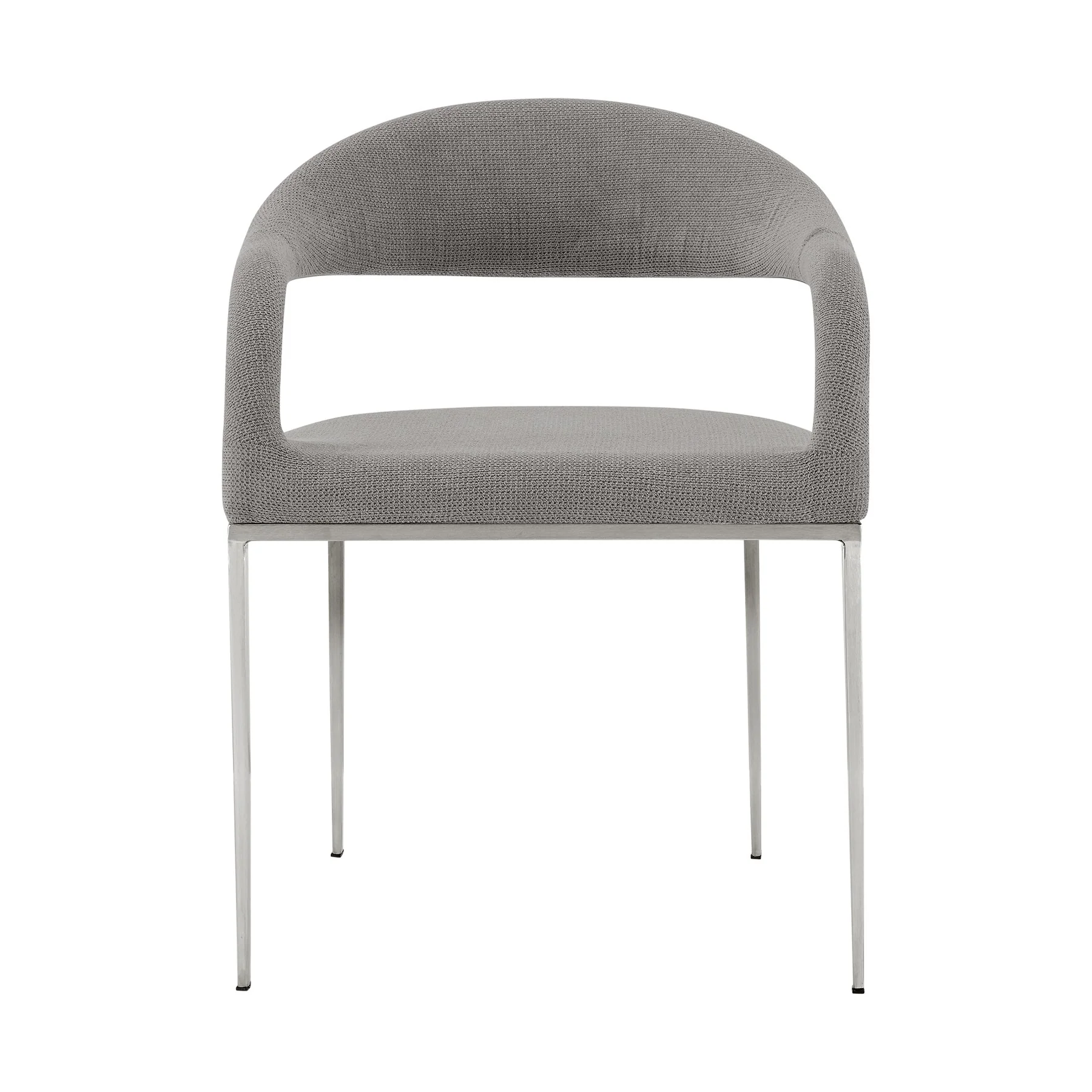Morgan Upholstered Dining Chair with Brushed Stainless Steel and Light Gray Fabric - Set of 2 - Image 3