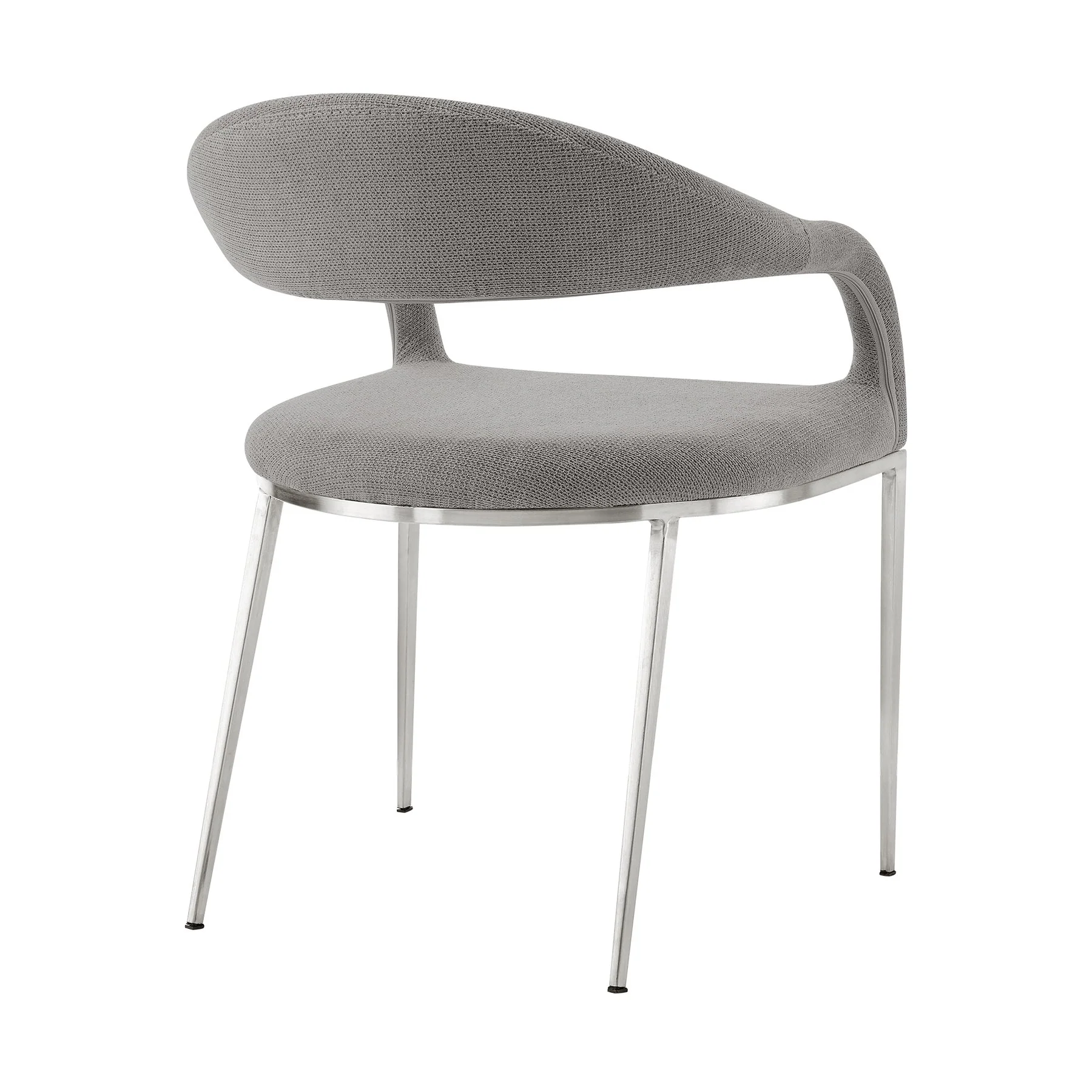 Morgan Upholstered Dining Chair with Brushed Stainless Steel and Light Gray Fabric - Set of 2 - Image 4