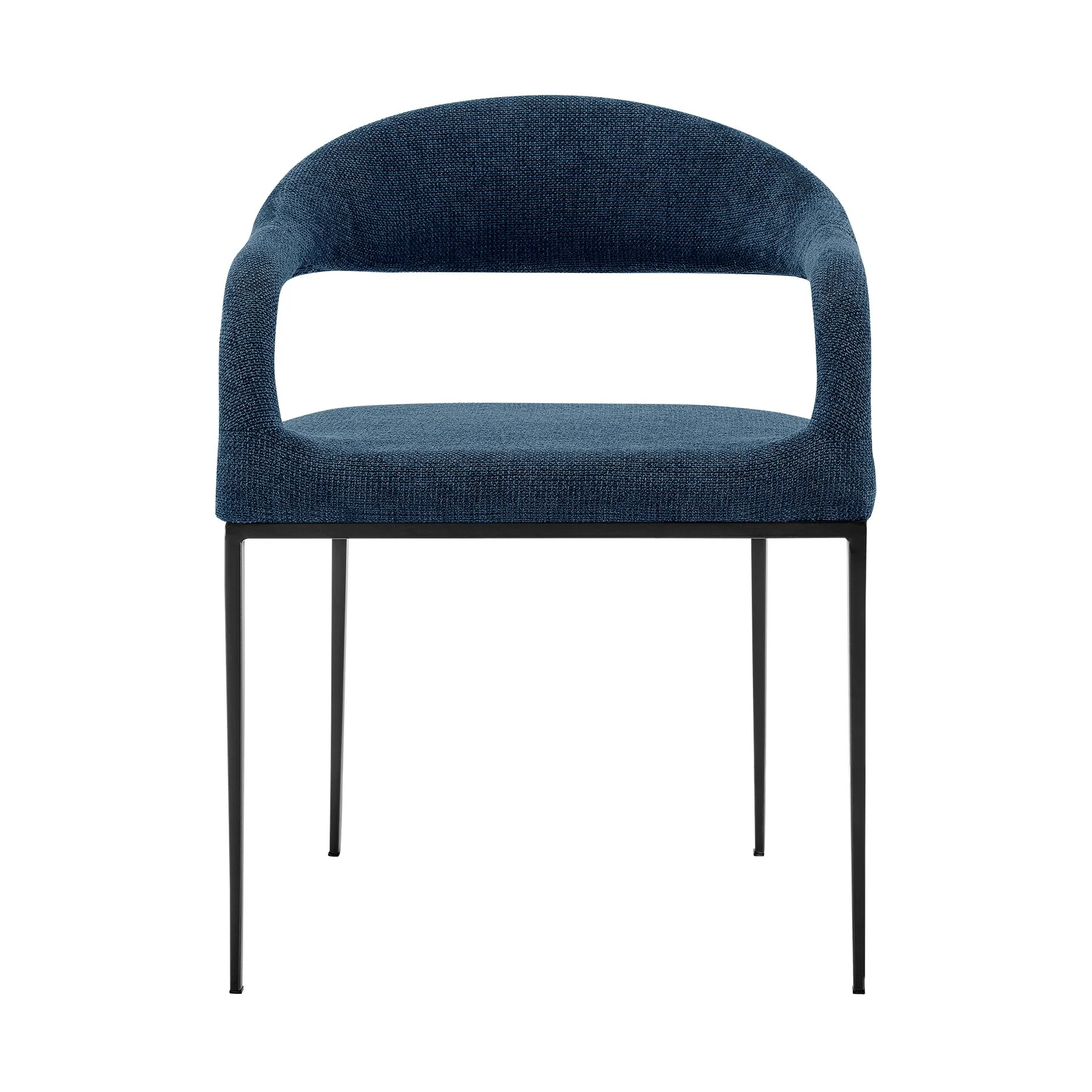 Morgan Upholstered Dining Chair with Matte Black Iron and Blue Fabric - Set of 2 - Image 3